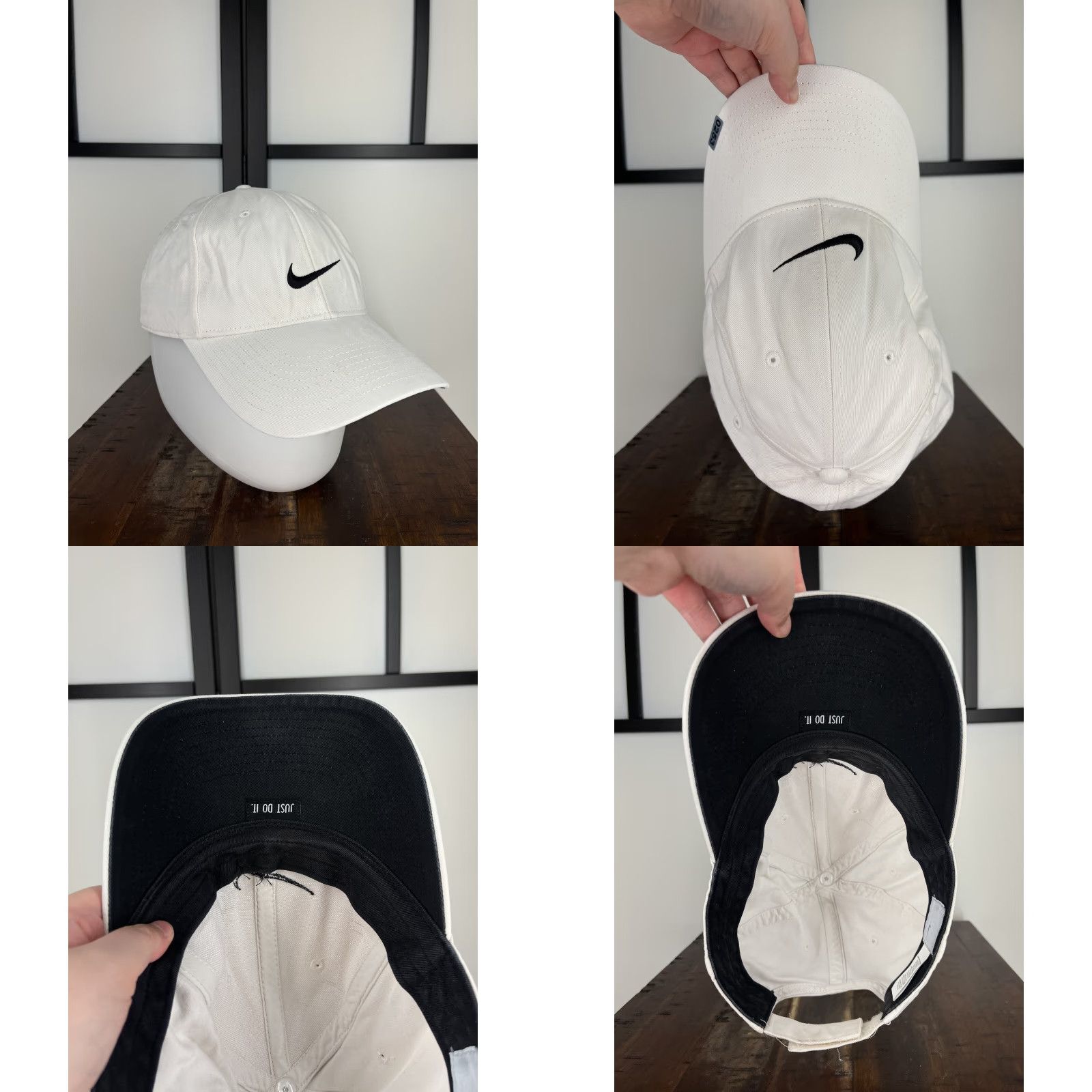 Nike Nike Hat Cap Strap Back Adult One Size White Just Do It Embroidered 100% Cotton Size ONE SIZE - 8 Thumbnail