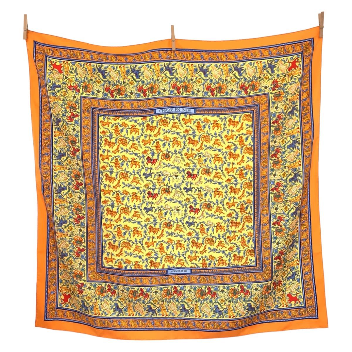 Hermes Hermes Hermes Silk Scarf Carré 90 Orange Canvas Scarf in Excellent Condition Size ONE SIZE - 1 Thumbnail