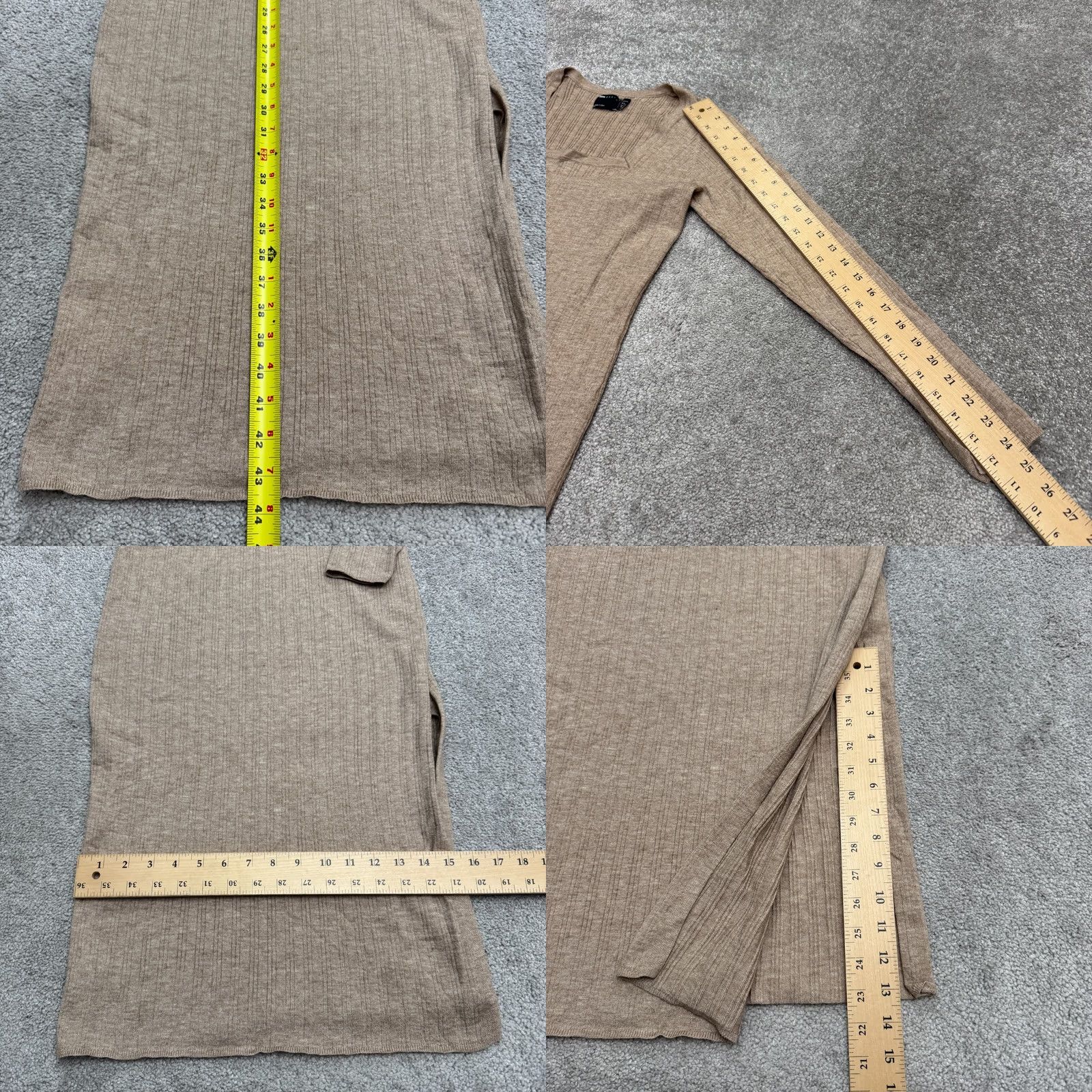 Asos ASOS Maternity Ribbed Knit Midi Dress Women 6 Brown Long Sleeve Side Slit Dress Size M / US 6-8 / IT 42-44 - 9 Thumbnail
