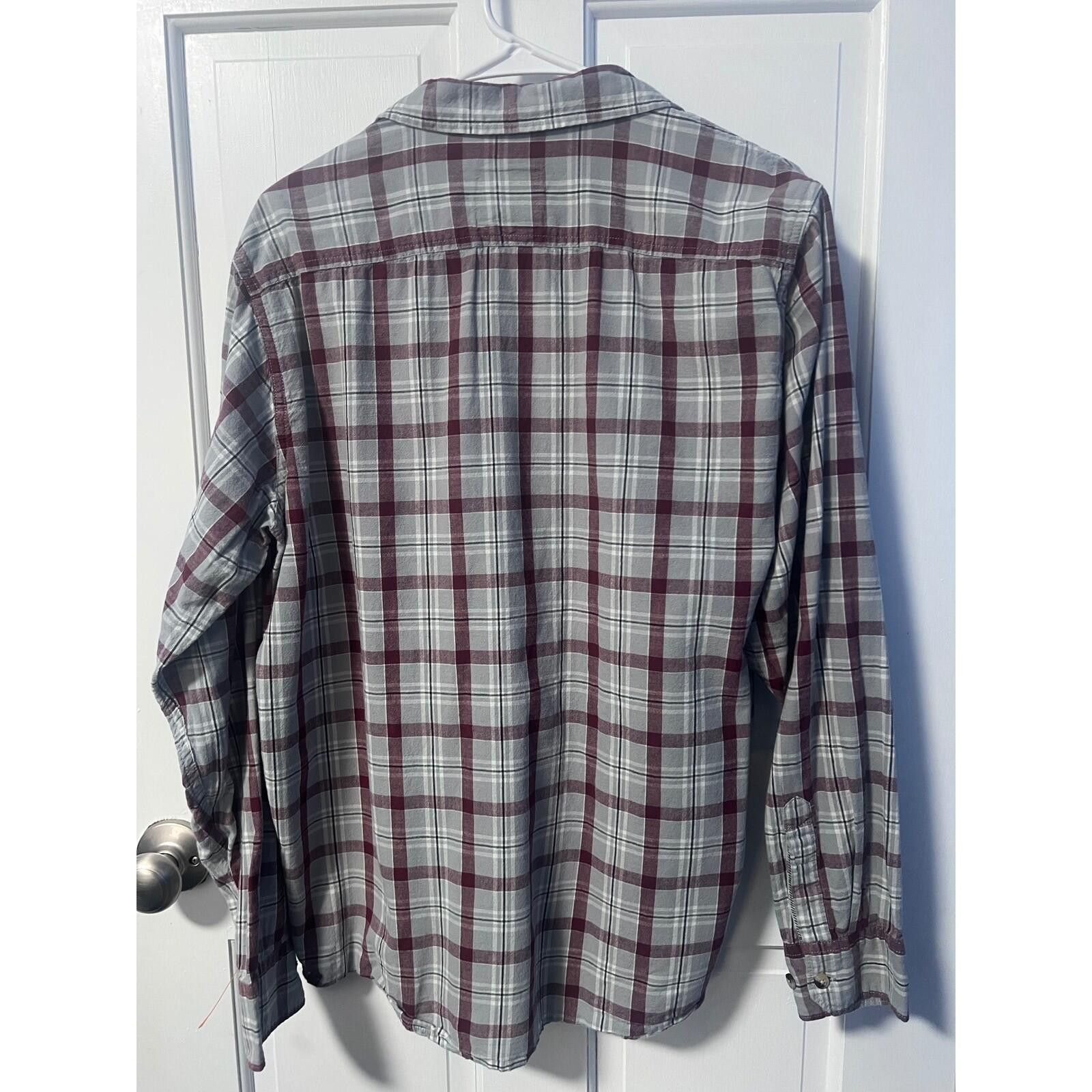 Wrangler Wrangler Button Down Shirt Mens Large Grey Burgundy Plaid Size US L / EU 52-54 / 3 - 3 Thumbnail