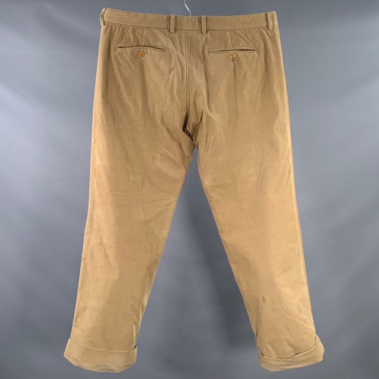 Ts(S) Beige Corduroy Cotton Tapered Cuffed Button Fly Casual Pants Size US 36 / EU 52 - 2 Thumbnail