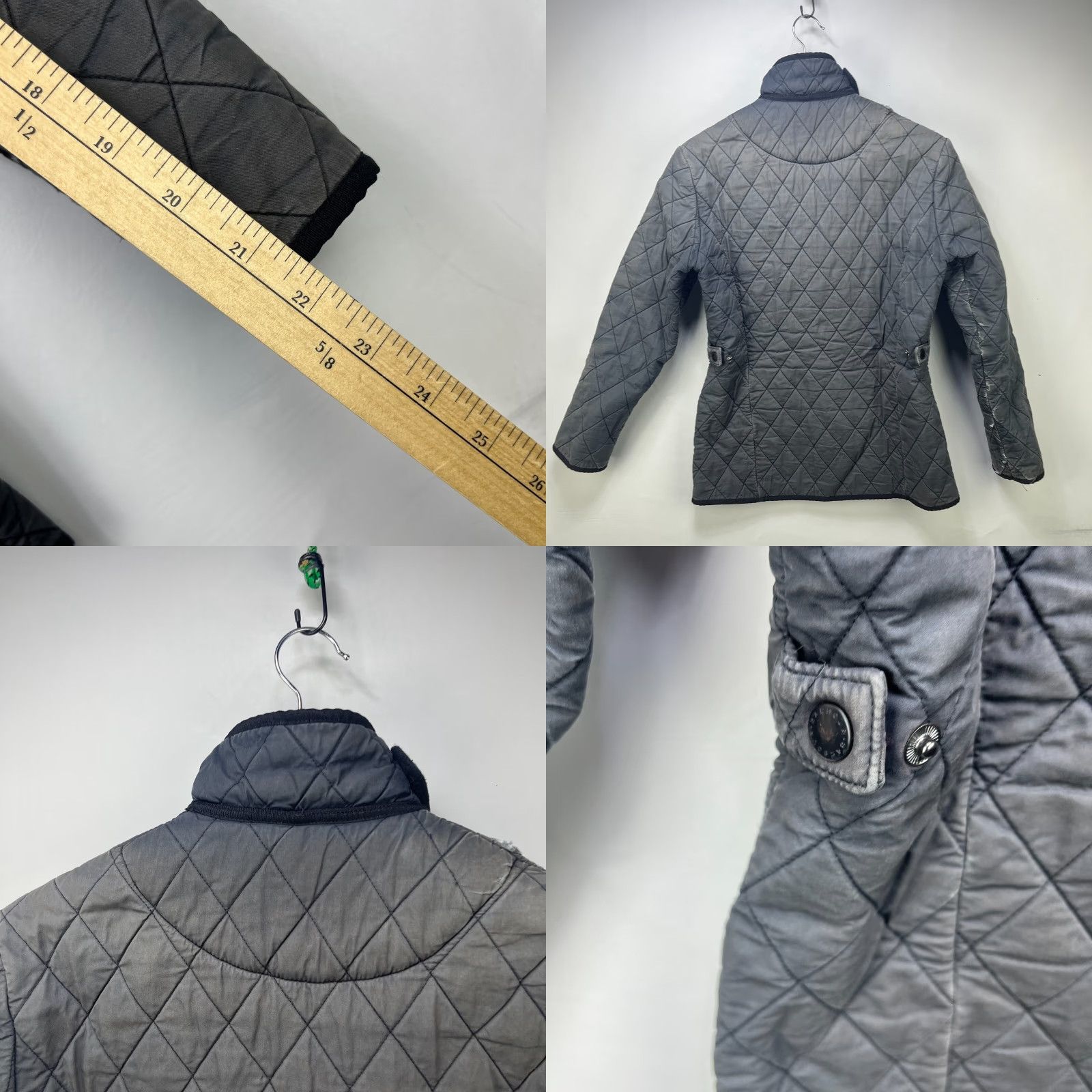 Barbour VINTAGE Barbour Quilted Jacket Womens 4 Gray USA 90s Size S / US 4 / IT 40 - 9 Thumbnail