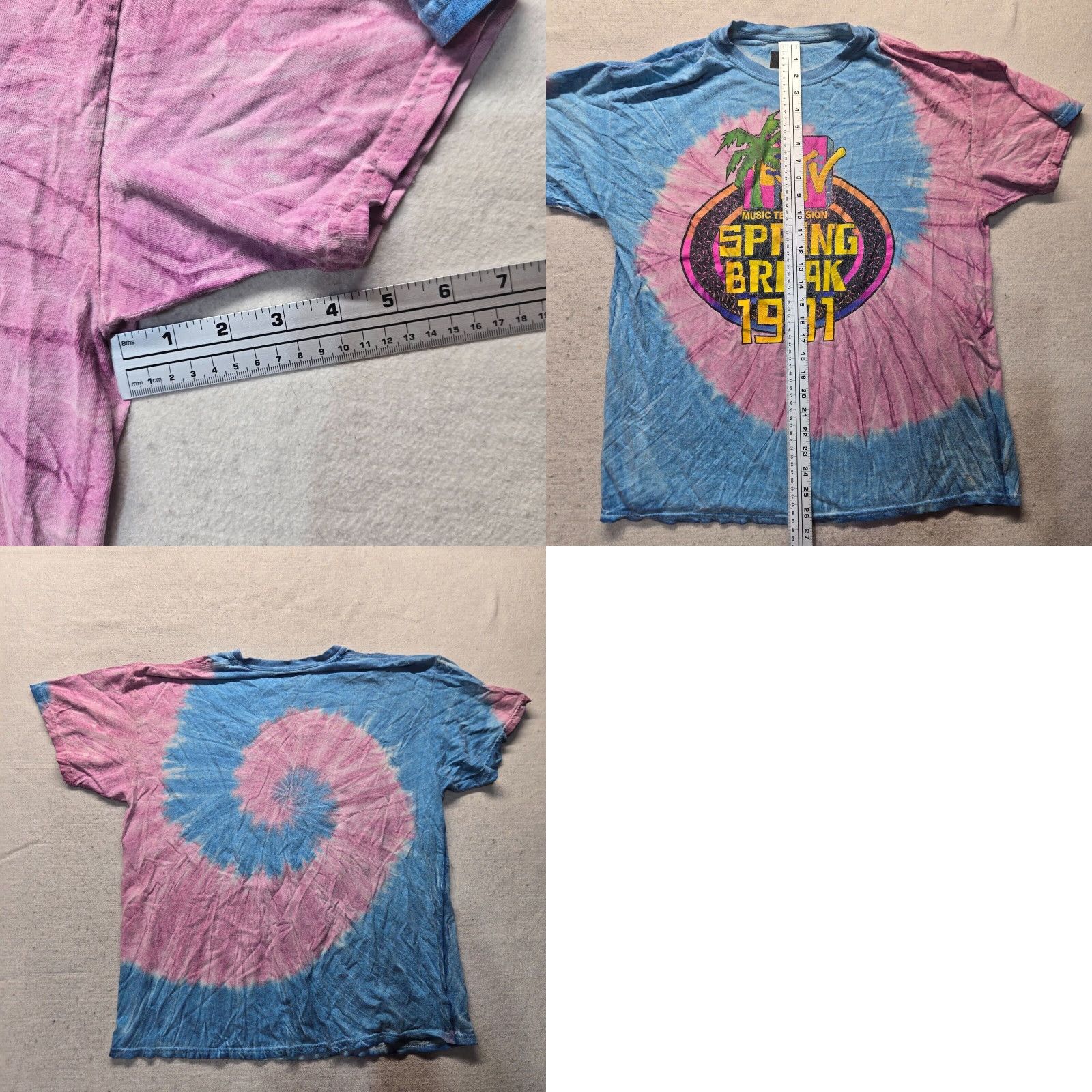 Pinko MTV Shirt Adult XL Multicolor Tie Dye Short Sleeve Men Size XL 1991 Spring Break Tee Size US XL / EU 56 / 4 - 8 Thumbnail