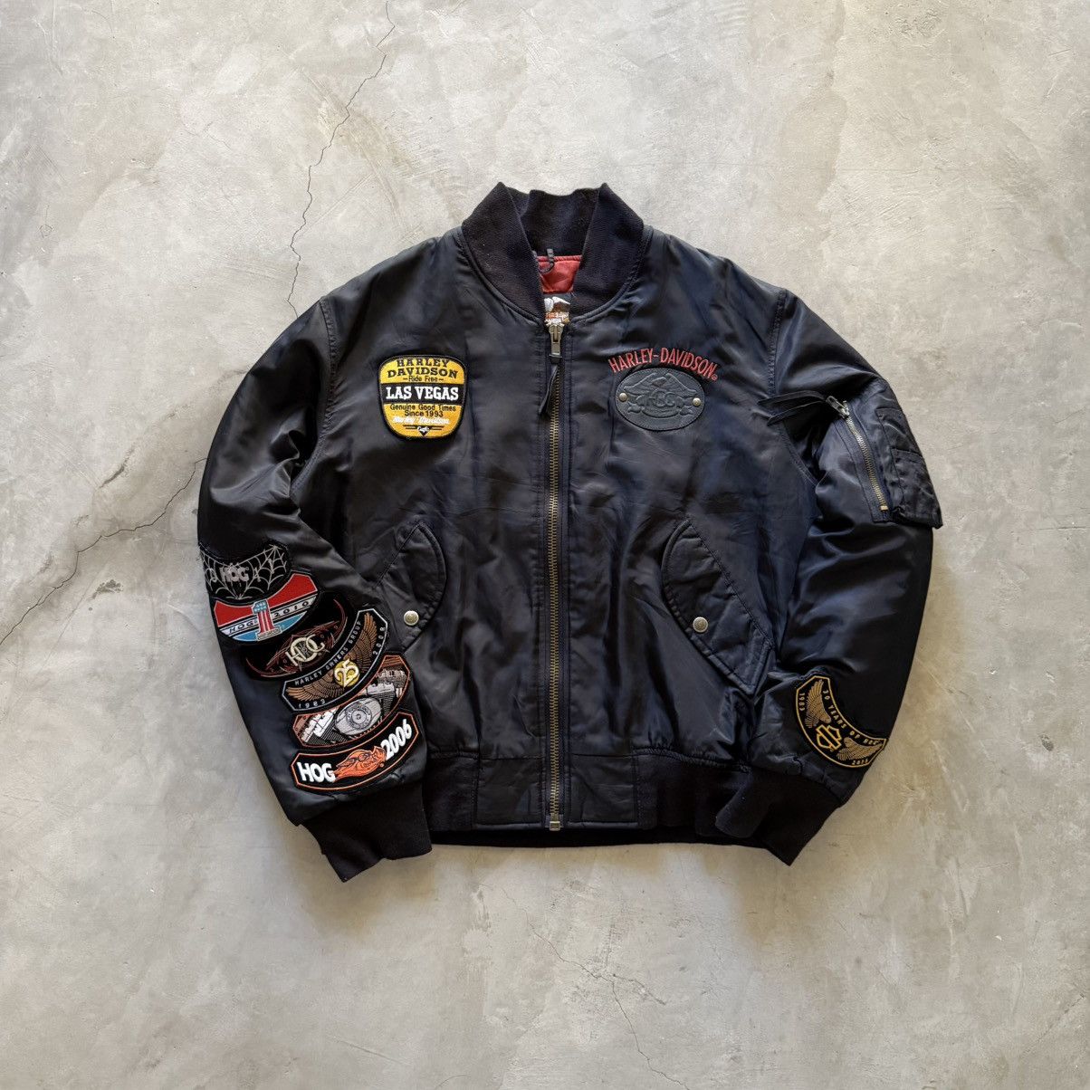 Harley Davidson Vintage Harley Davidson Owners Group(HOG) MA-1 Bomber Jacket Size US L / EU 52-54 / 3 - 1 Thumbnail