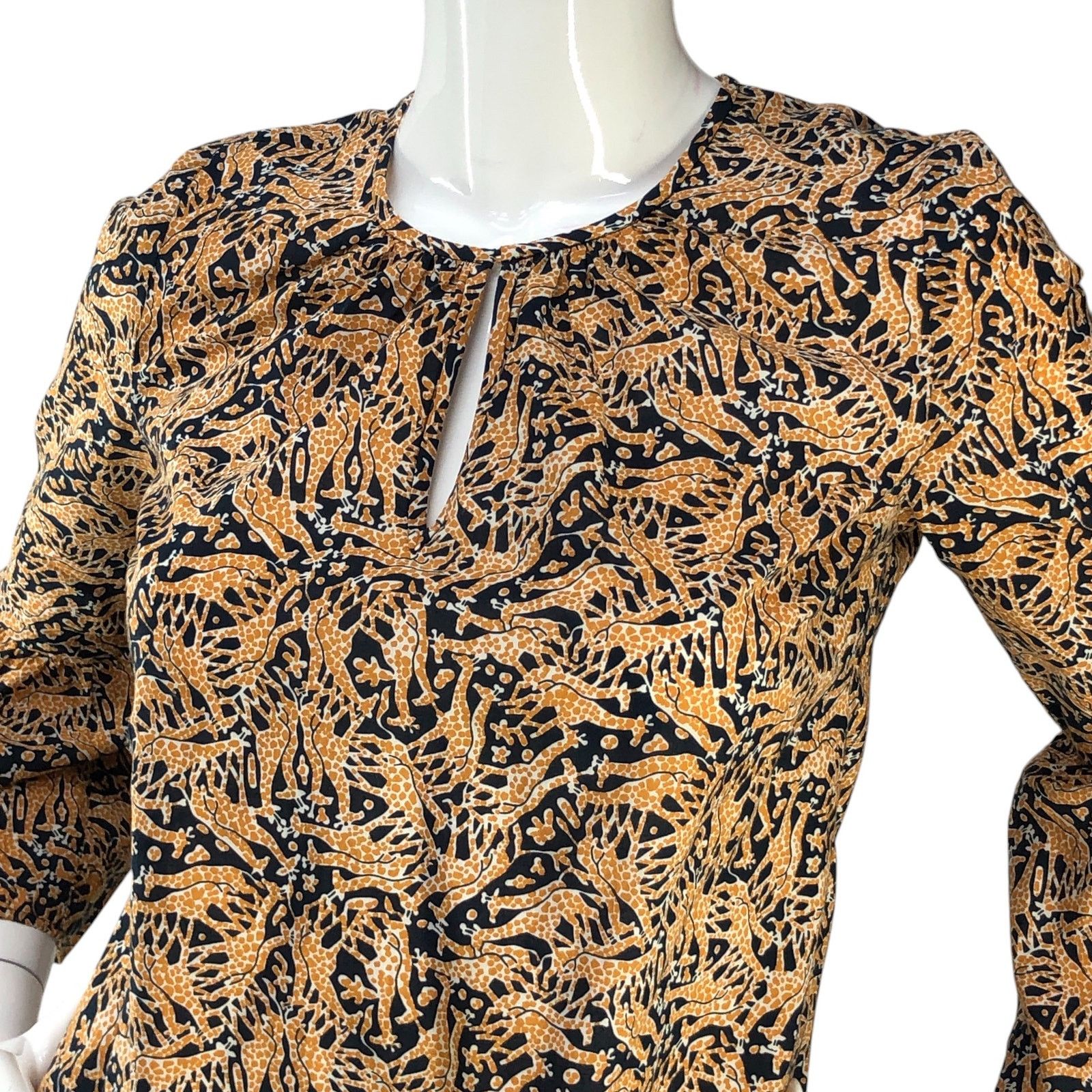 J.Crew J Crew Drake London Size 00 Blouse Giraffe Print Bell Sleeve Size XXS / US 00 / IT 34 - 2 Thumbnail