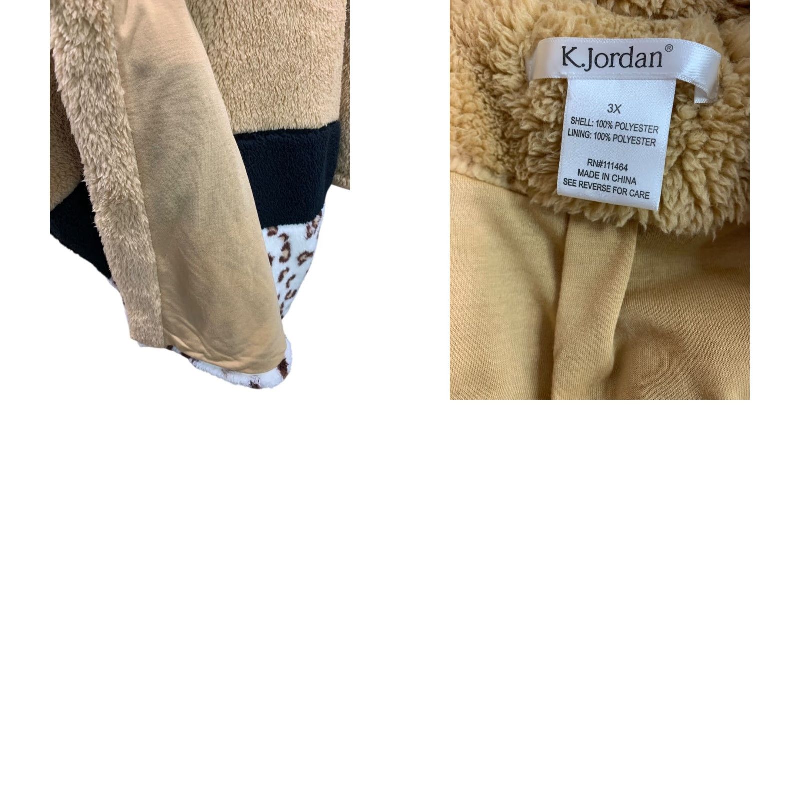 Jordan Brand K.Jordan 3X Womens Coat Plush Faux Fur Teddy Brown Polyester Basic Jacket Womens Size XXL / US 16-18 / IT 52-54 - 8 Thumbnail