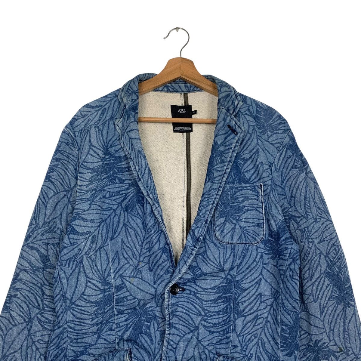 Japanese Brand AZUL Leaf Print Unconstructed Blazer Casual Wear #2772-C125 Size US XL / EU 56 / 4 - 2 Thumbnail