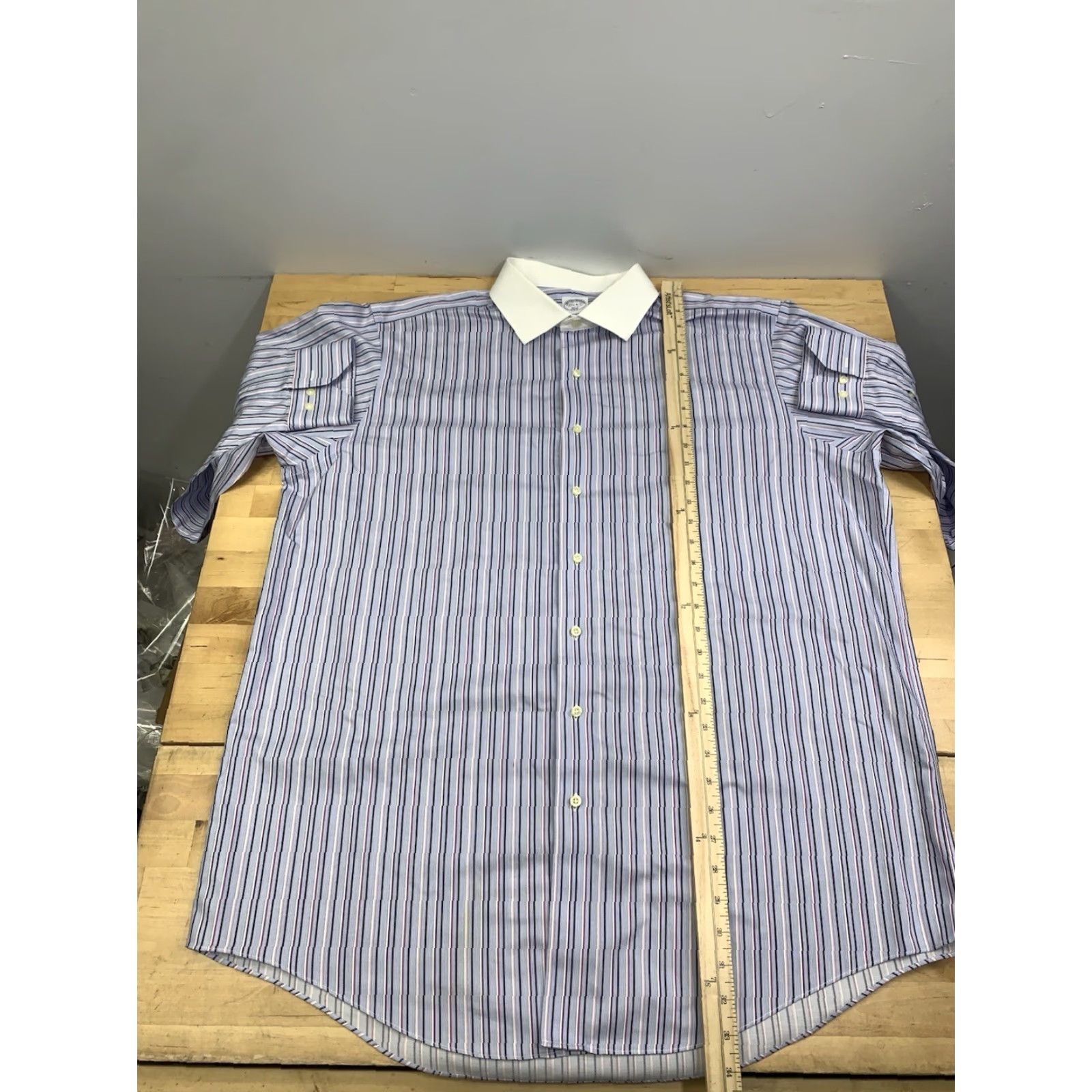 Brooks Brothers Brooks Brothers 346 Dress Shirt Men 17 1/2 Blue Purple Strip Casual Work 12911 Size US XXL / EU 58 / 5 - 5 Thumbnail