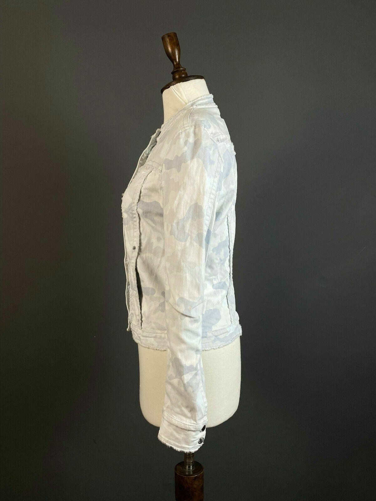 Designer Marc Cain White Camo Designer Cotton Snap Jacket Size 3 Size M / US 6-8 / IT 42-44 - 5 Thumbnail