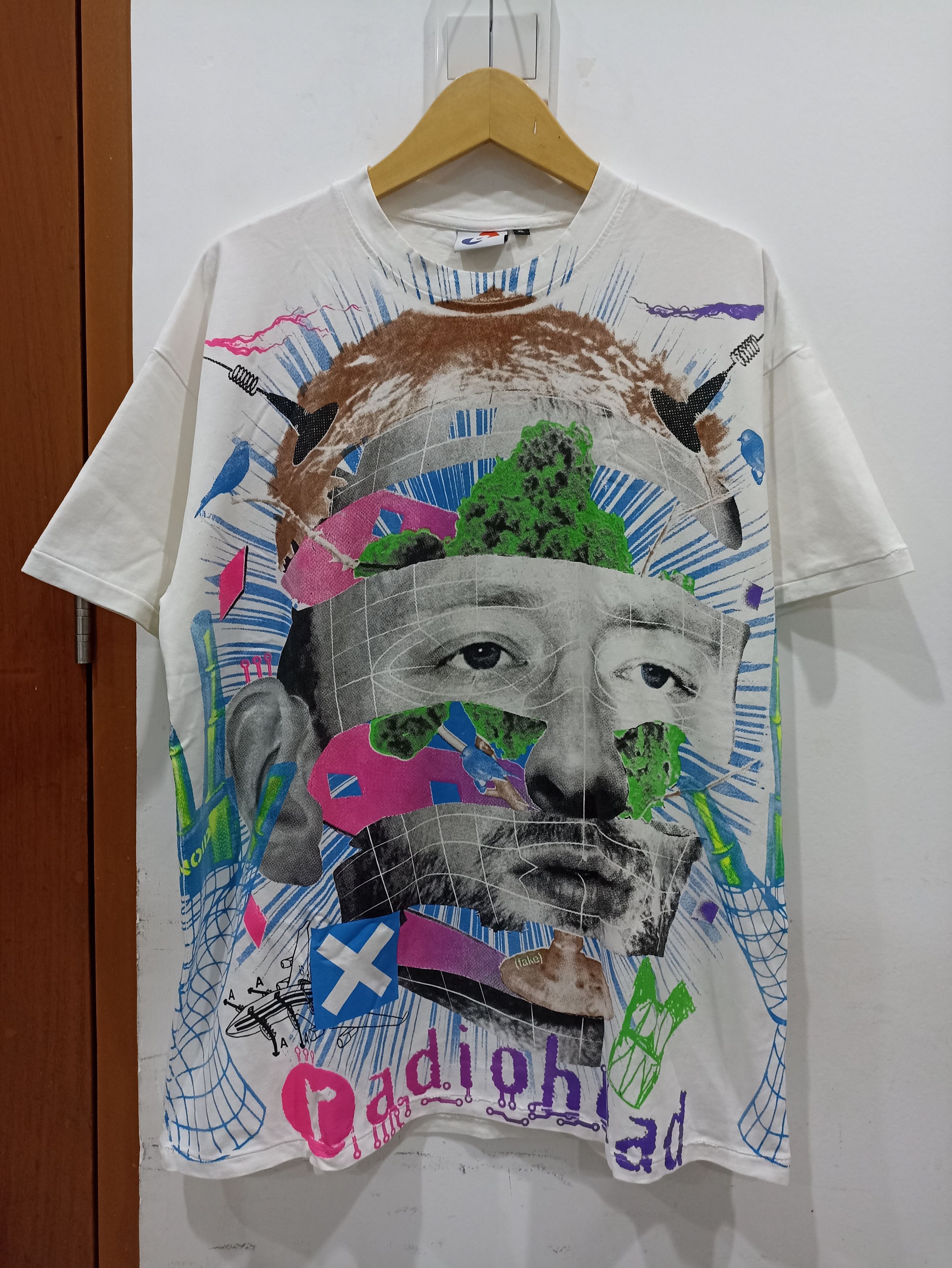 image of Archival Clothing x Band Tees Radiohead Aop Vintage in White, Men's (Size XL)