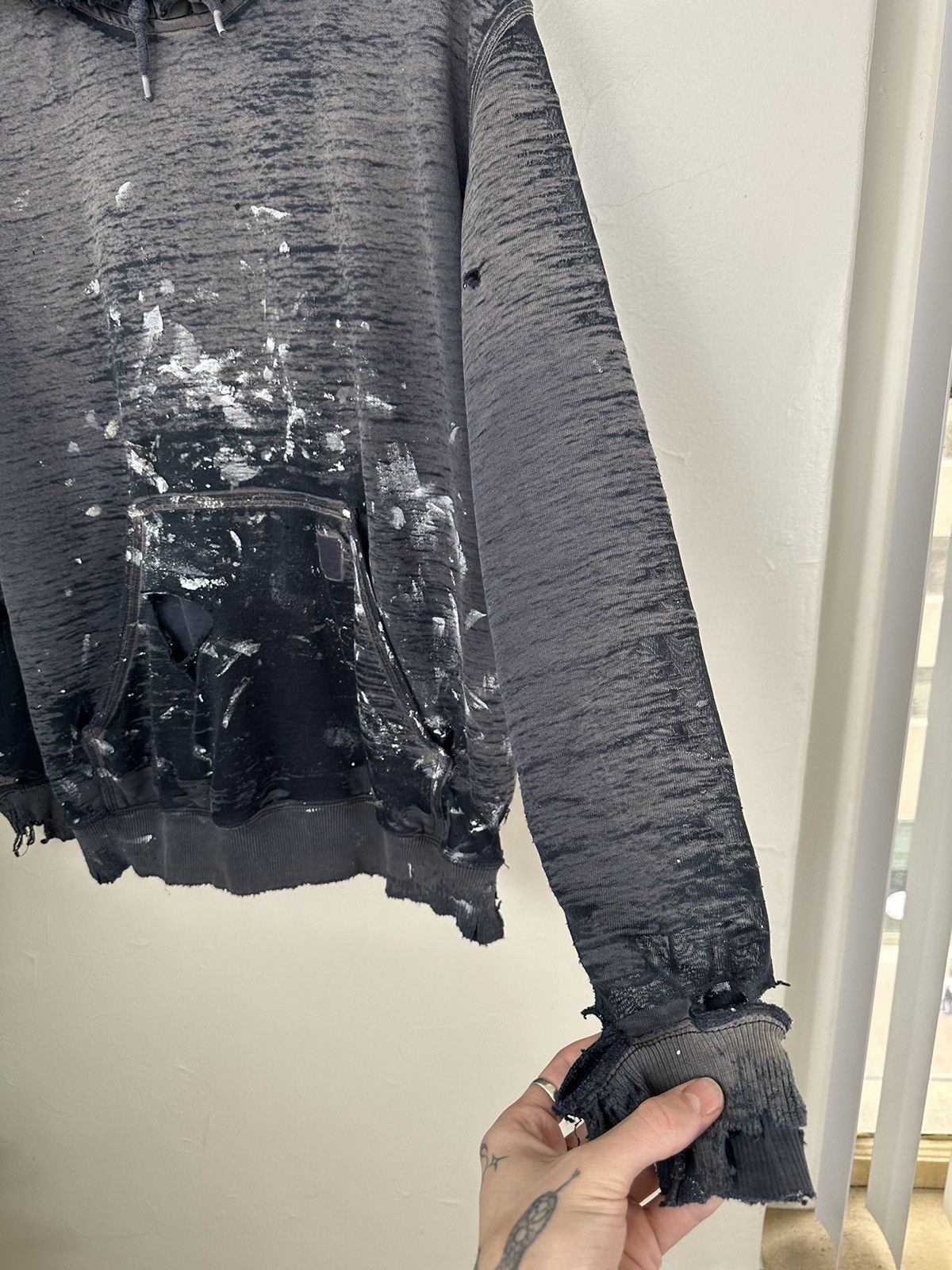 Carhartt × Vintage (XL) INSANE THRASHED SHEER Navy Carhartt Hoodie Size US XL / EU 56 / 4 - 6 Thumbnail