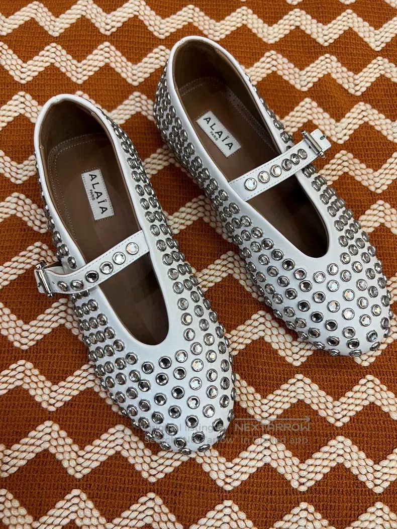 Alaia Alaia White Crystal Ballet Dance Flat Shoes Size US 5.5 / IT 35.5 - 1 Thumbnail