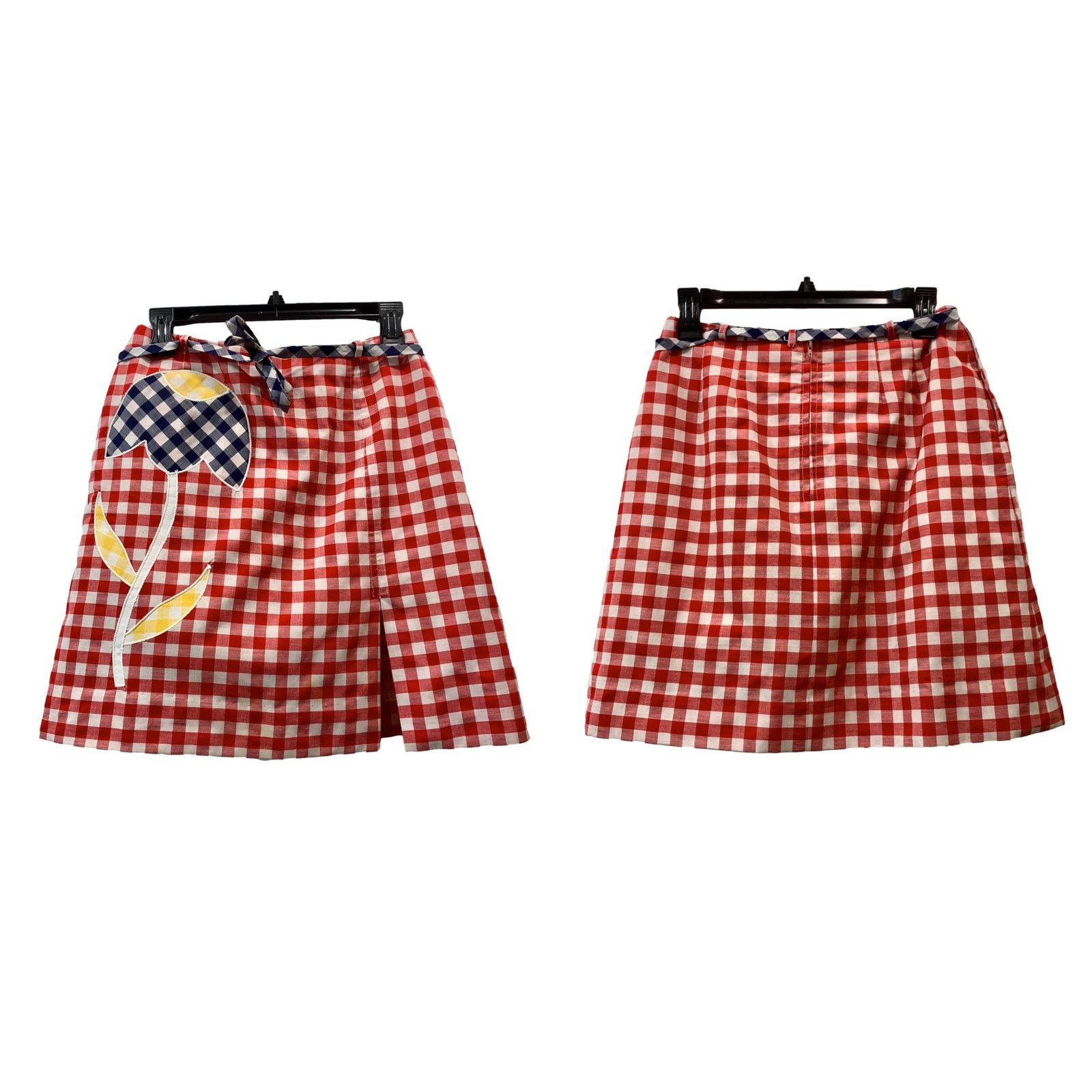 Vintage 60s Mod Red White Gingham Tennis Skort w Large Tulip | W 28" Size 28" / US 6 / IT 42 - 8 Thumbnail