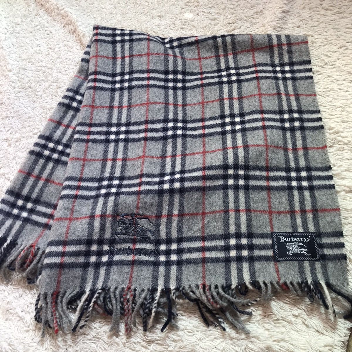 Burberry × Vintage ‼️VINTAGE BURBERRY WOOL SCARF BIG LOGO NOVACHECK‼️ Size ONE SIZE - 2 Thumbnail