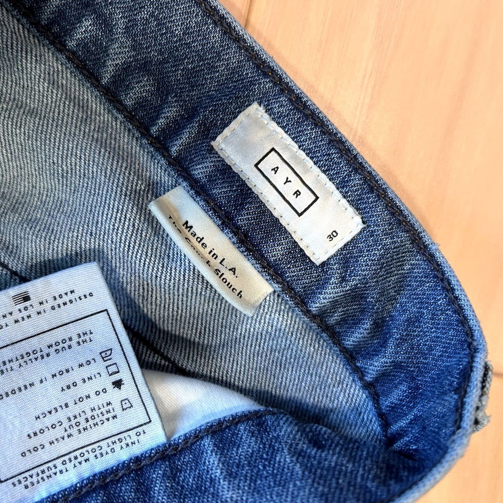 AYR VINTAGE AYR The Couch Slouch Denim Blue Jean Women 32x30 Jeans 5-Pocket Belt Loops High Rise Solid Denim USA Bohemian Modern Straight Womens Size 24" / US 00 / IT 34 - 6 Thumbnail