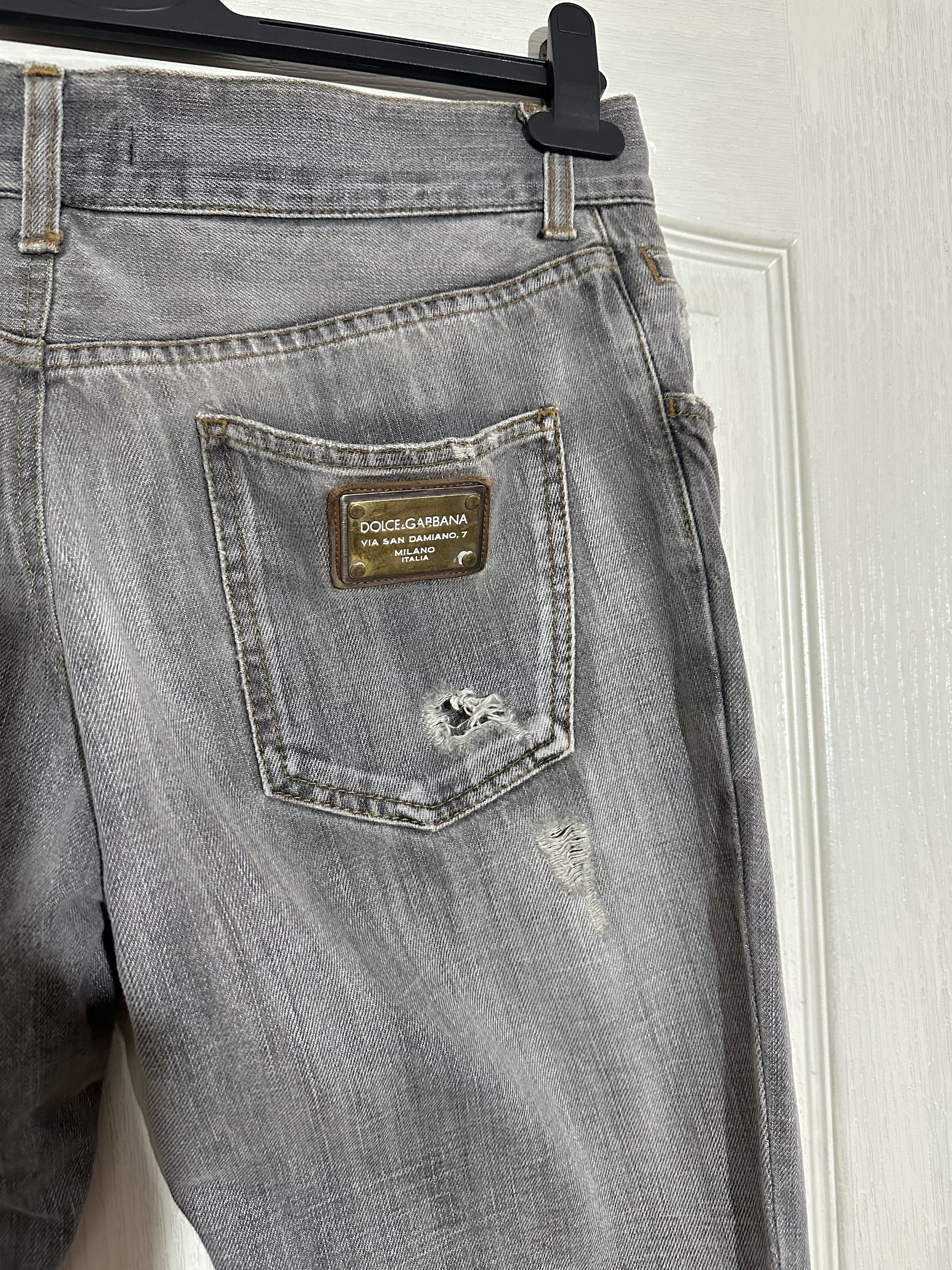 Dolce & Gabbana Dolce & Gabbana D&G Men’s Grey Distressed Ripped Jeans Size US 34 / EU 50 - 4 Thumbnail