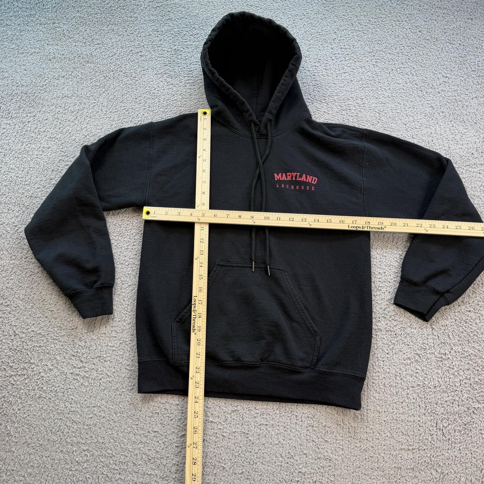 Gildan Maryland Lacrosse Hoodie Black Crab Sweatshirt S Size US S / EU 44-46 / 1 - 3 Thumbnail