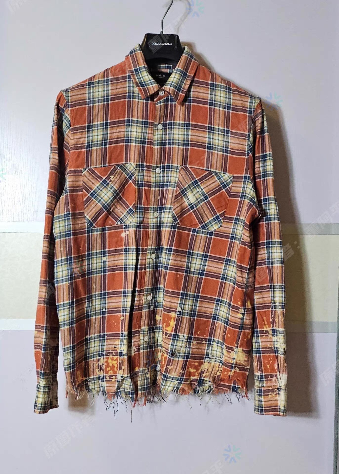 Amiri Multi Plaid Distressed Long Sleeve Button-Up Shirt Size US M / EU 48-50 / 2 - 1 Thumbnail
