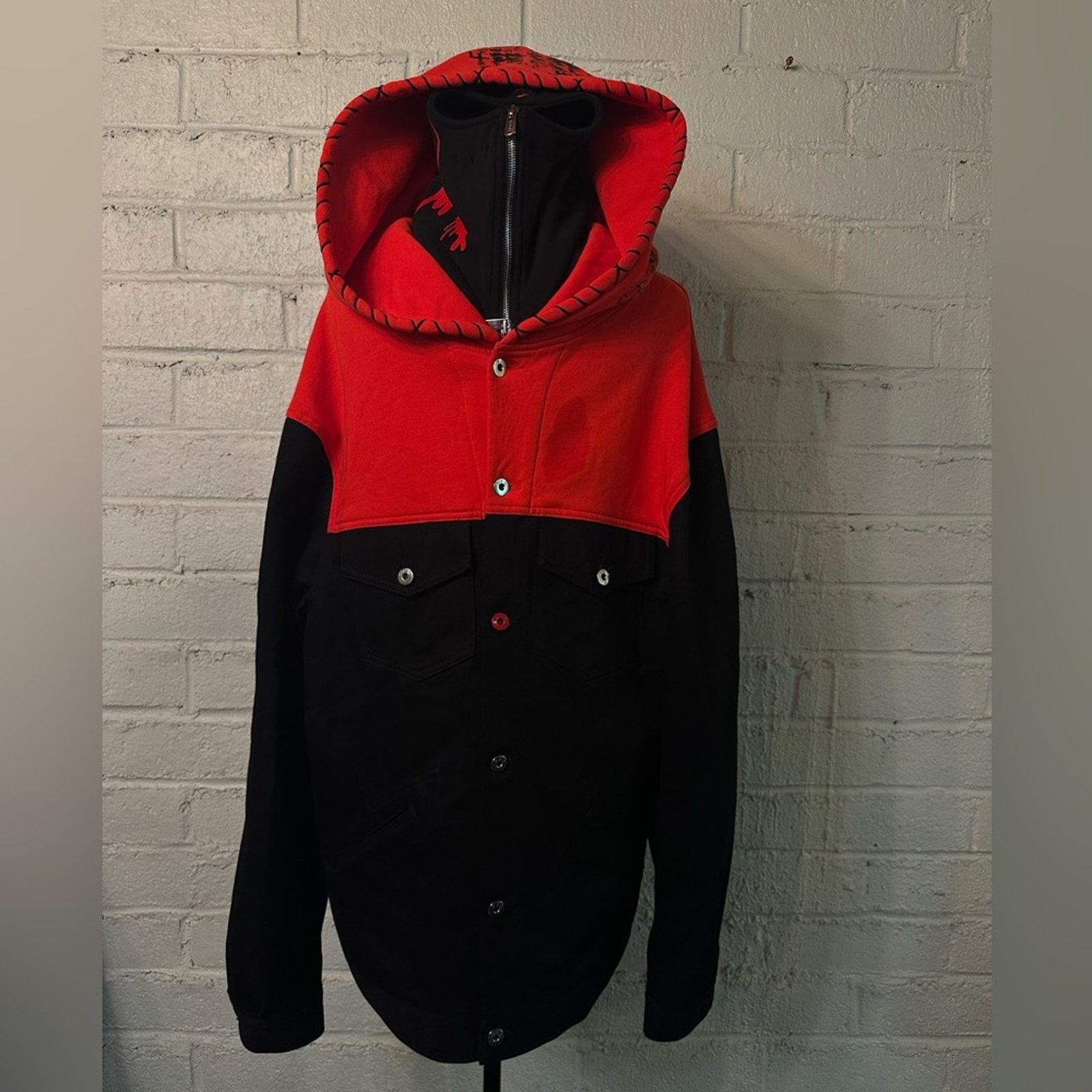 Marc Jacques Burton Rare MJB Hooded Balaclava MP Denim Jacket IT 48 Black / Red Size US M / EU 48-50 / 2 - 13 Thumbnail