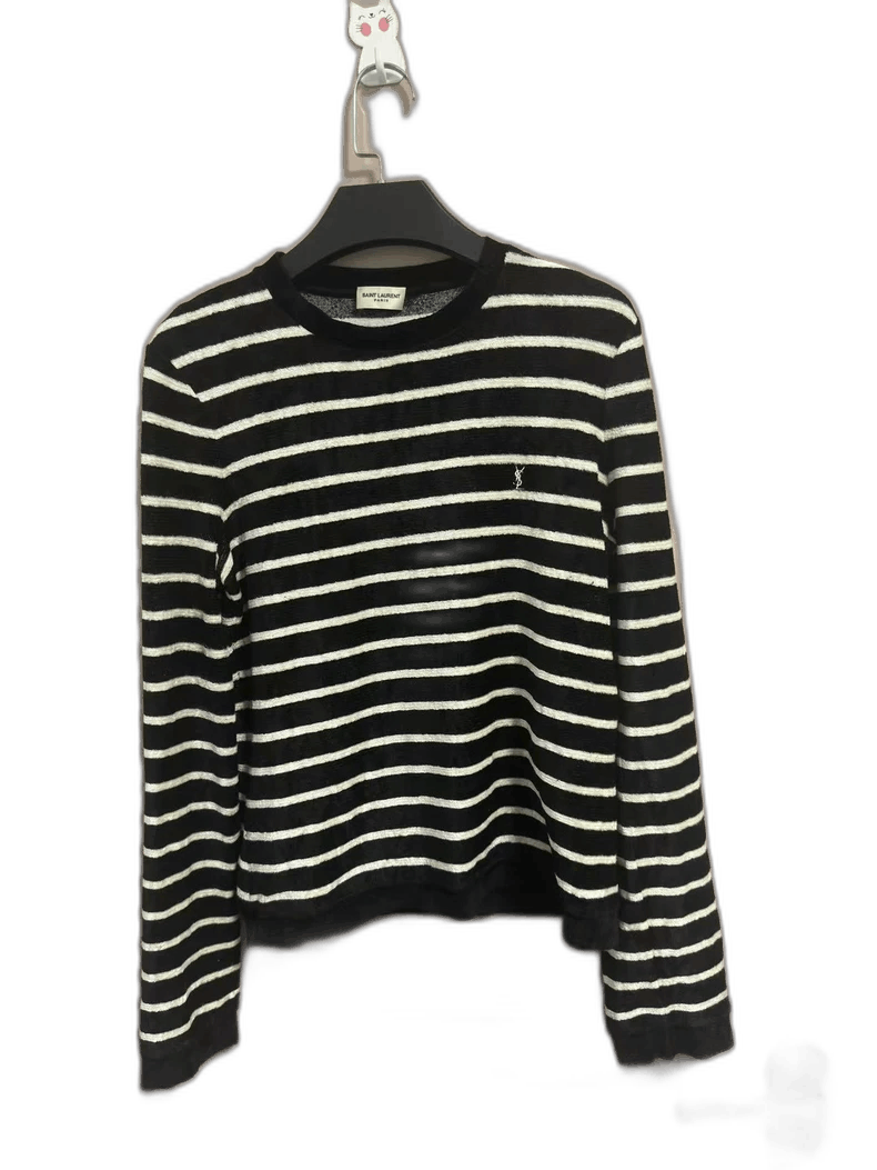 Saint Laurent Paris Black and White Striped Long Sleeve Top Size XL / US 12-14 / IT 48-50 - 1 Thumbnail