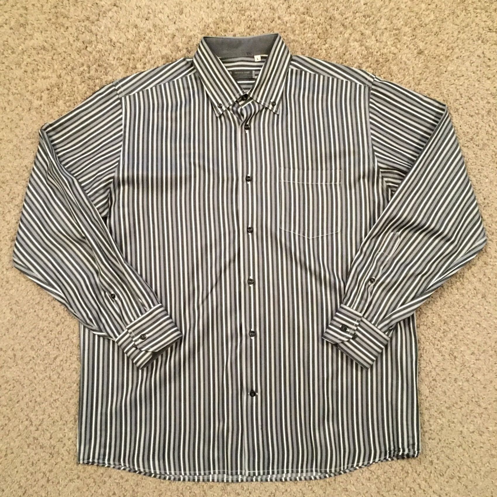 Vintage Profilo Uomo Shirt Mens L Gray Striped Long Sleeve Button Up Italy Size US L / EU 52-54 / 3 - 2 Thumbnail