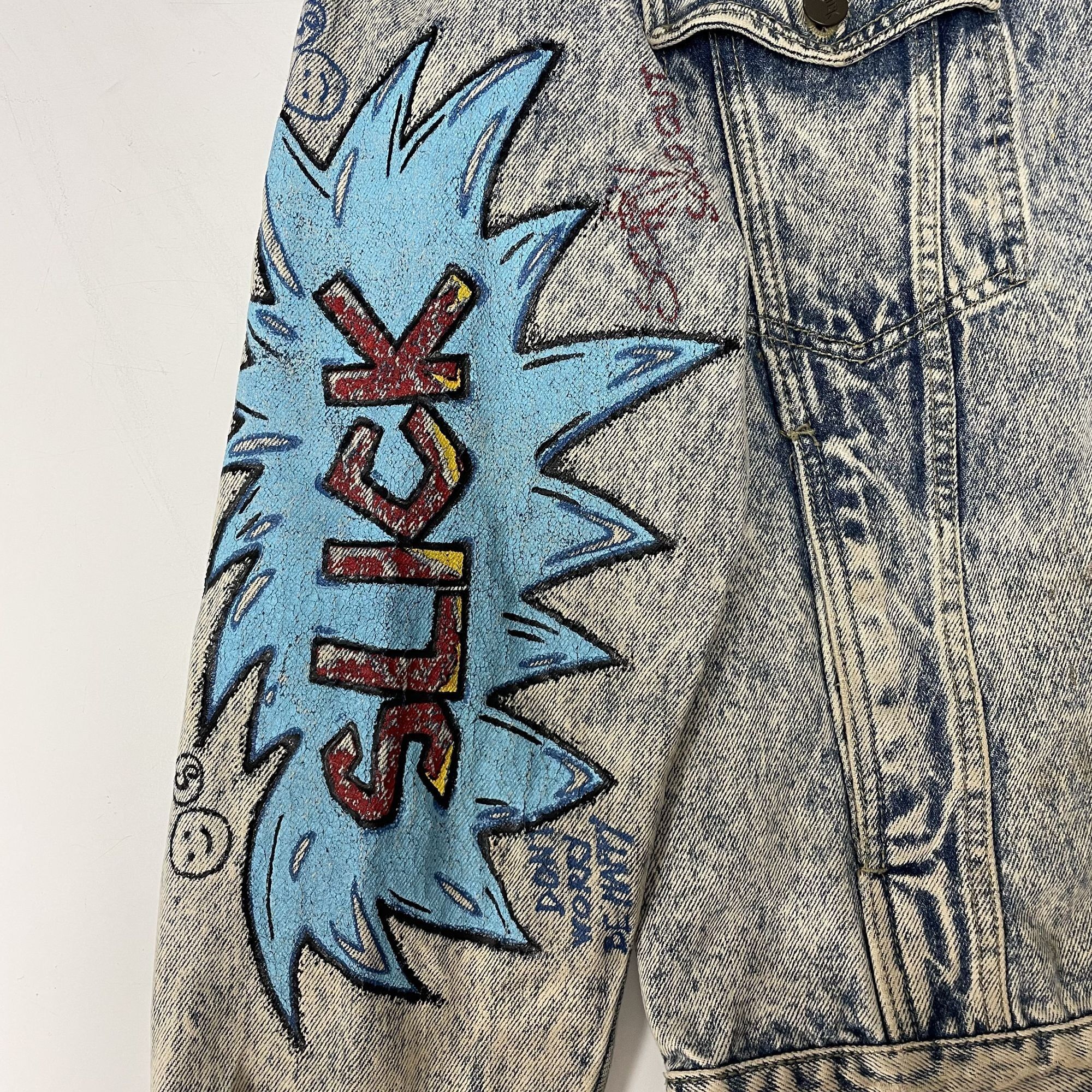 Slick Vtg Slick Bad Boy ACID WASH Blue Jean PUNK ROCKER Jacket Size US XL / EU 56 / 4 - 8 Thumbnail
