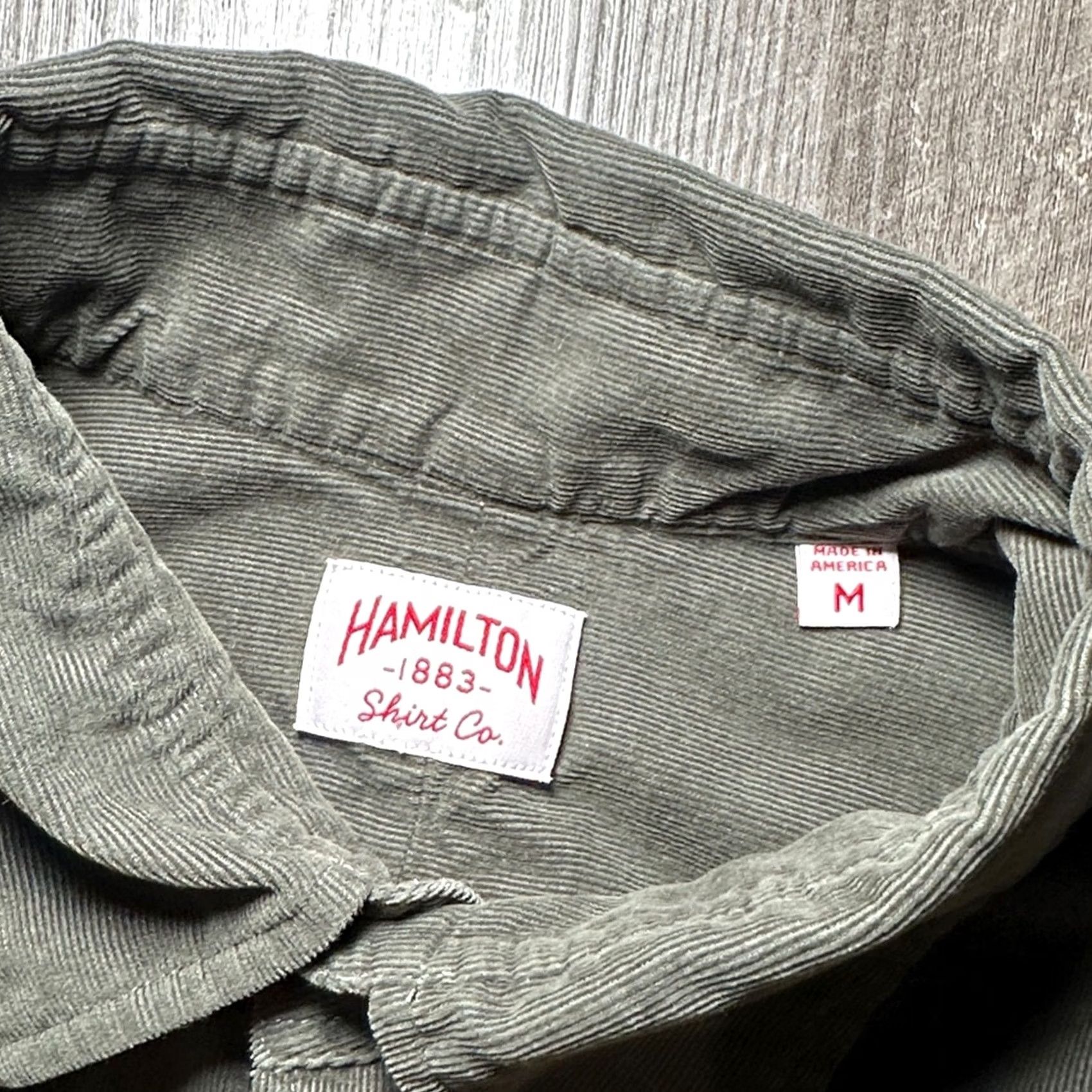Hamilton Hamilton Olive Green Micro Corduroy Long Sleeve Button Shirt Medium Men Size US M / EU 48-50 / 2 - 6 Thumbnail