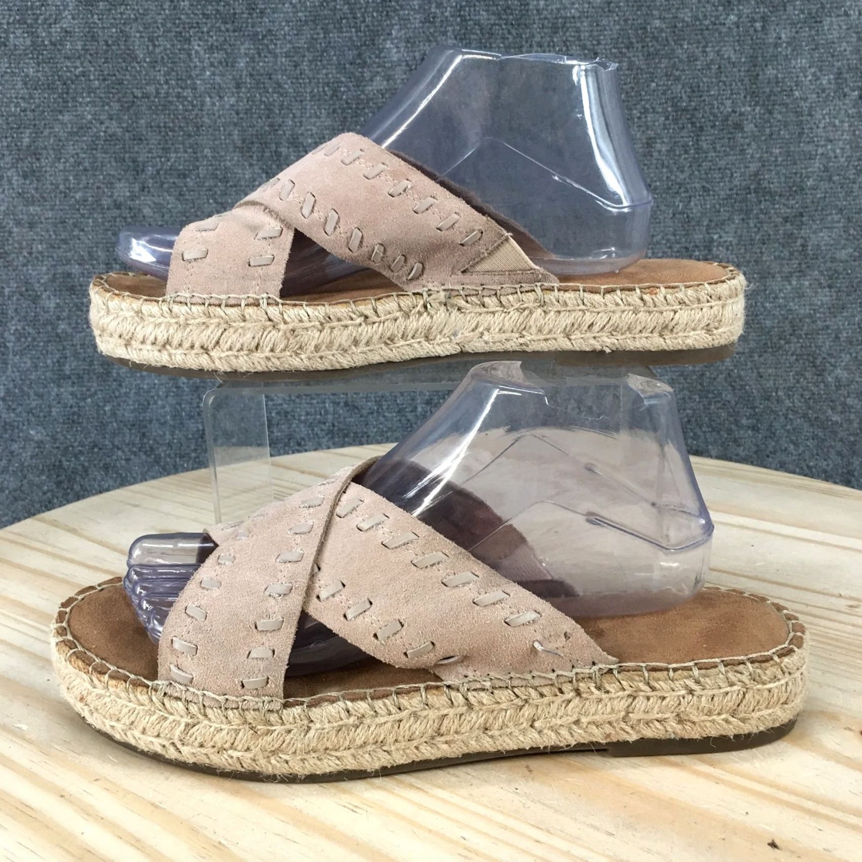 Vintage Aerosoles Sandals Womens 10 Casual Slip On Cross Strap Slide Espadrille Brown Size US 10 / IT 40 - 2 Thumbnail