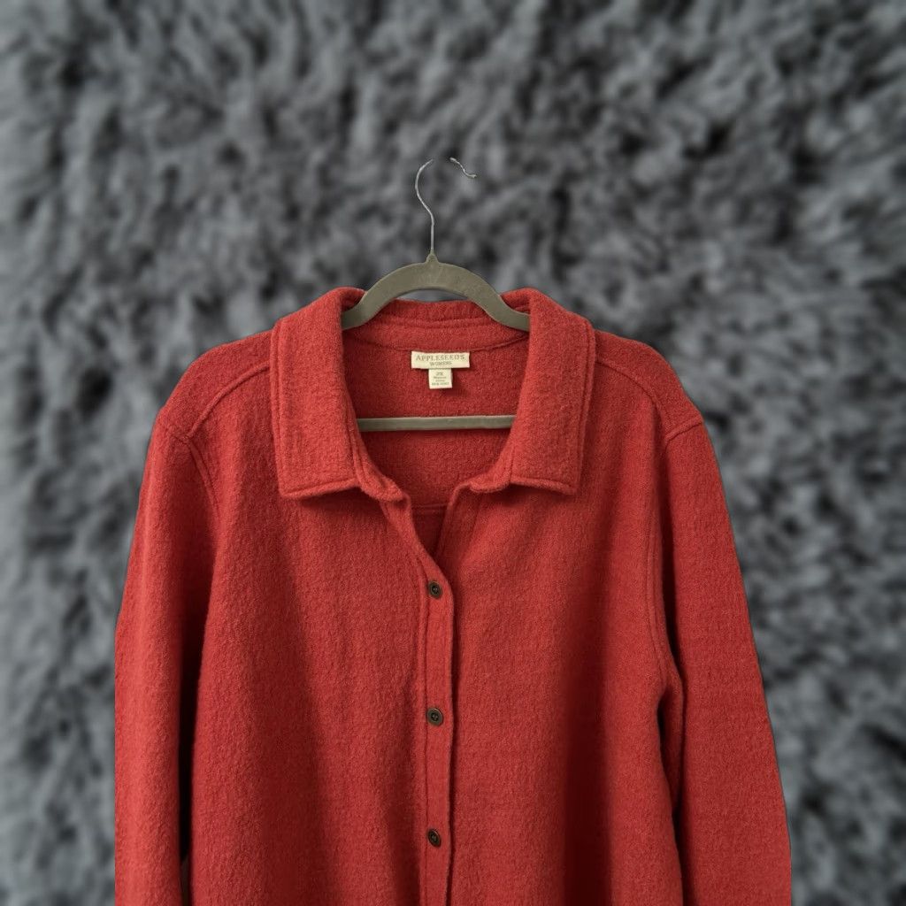 Vintage VINTAGE Appleseed's Shirt Jacket Womens 2X Red 100% Wool Button-Front Long Sleeve Coat Size XXL / US 16-18 / IT 52-54 - 1 Thumbnail