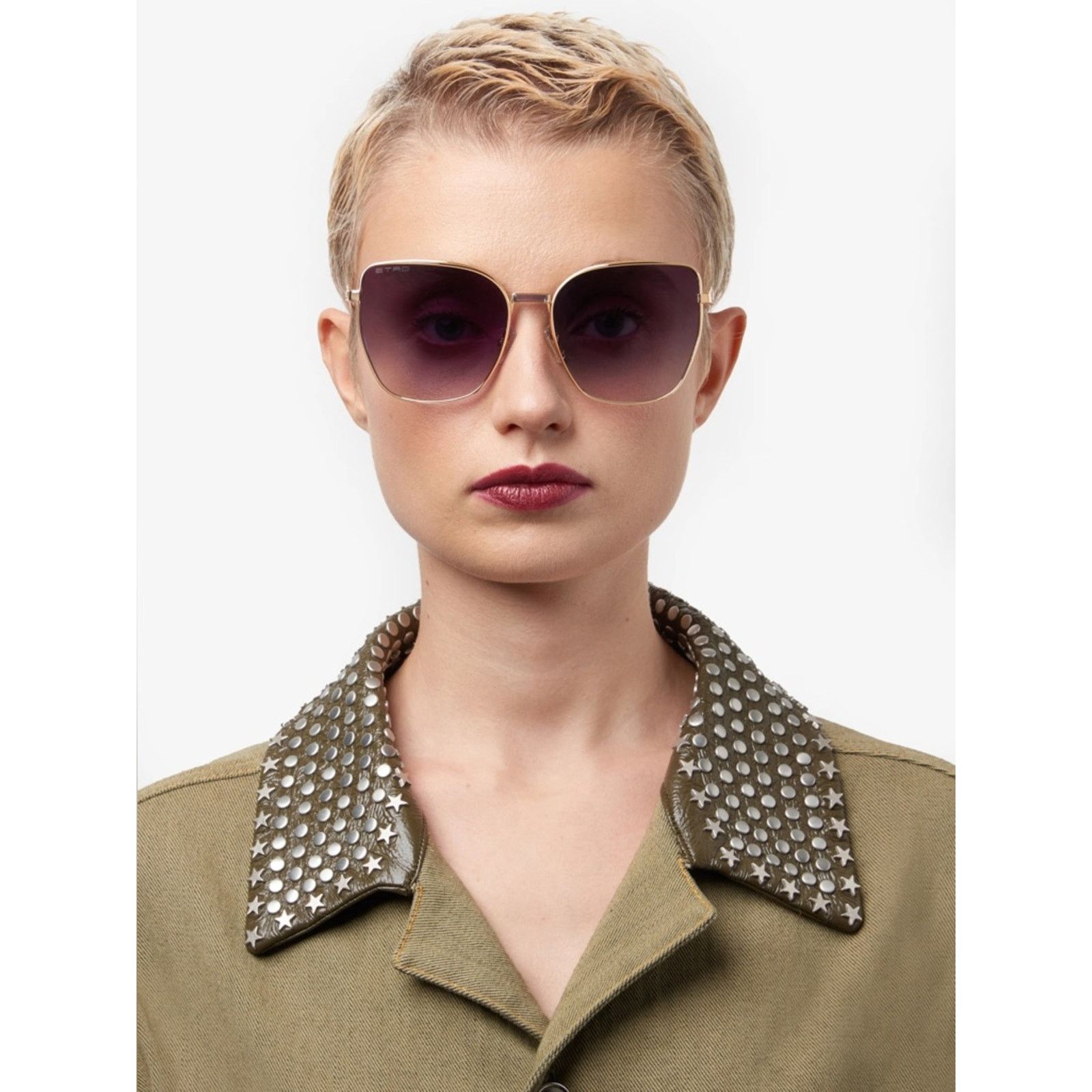 Etro New Etro ETRO0021/S 00009O Rose Gold Frame Gradient Grey Size ONE SIZE - 4 Thumbnail