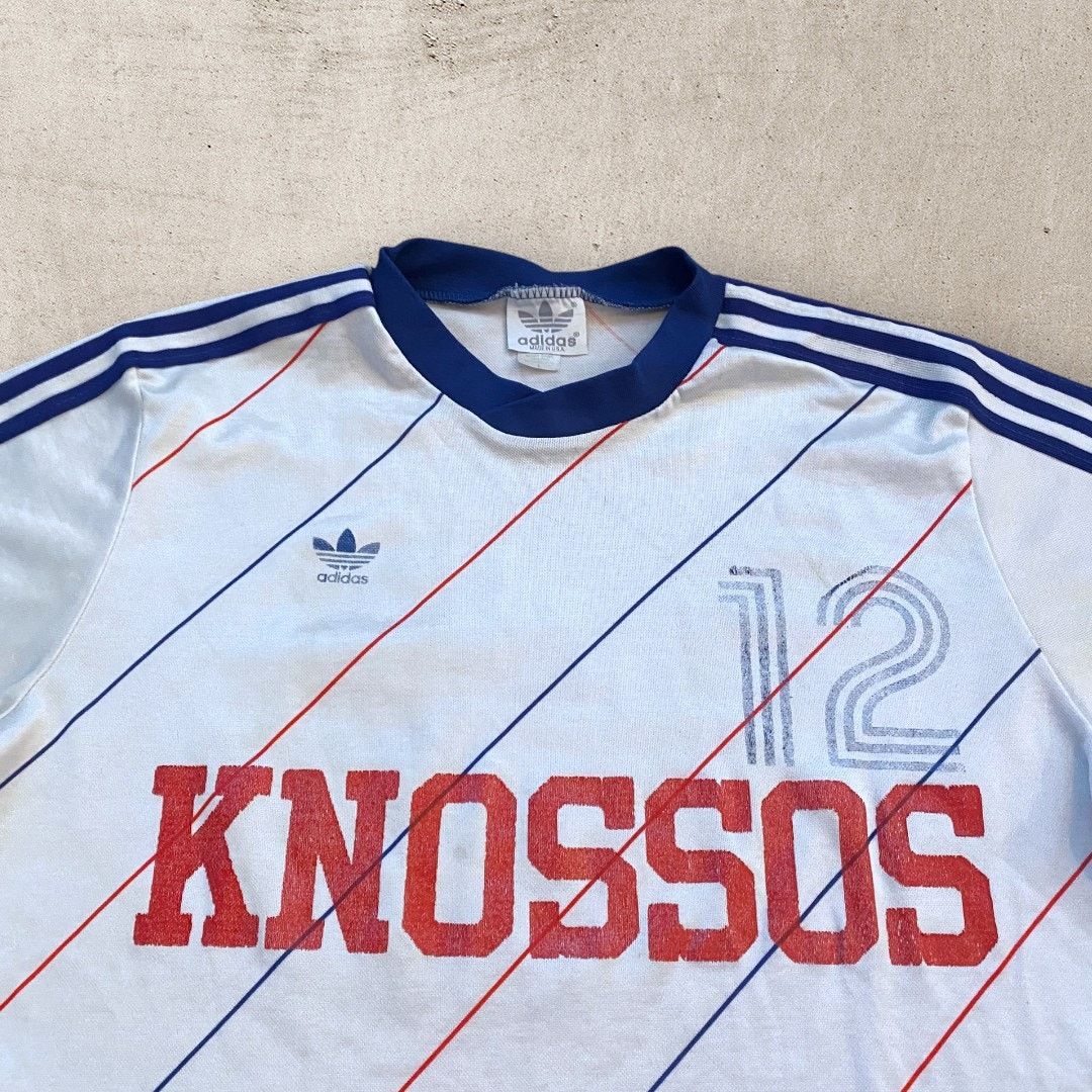 Adidas × Vintage Vintage 80s Adidas Knossos Soccer Football Faded Jersey Size US L / EU 52-54 / 3 - 4 Thumbnail