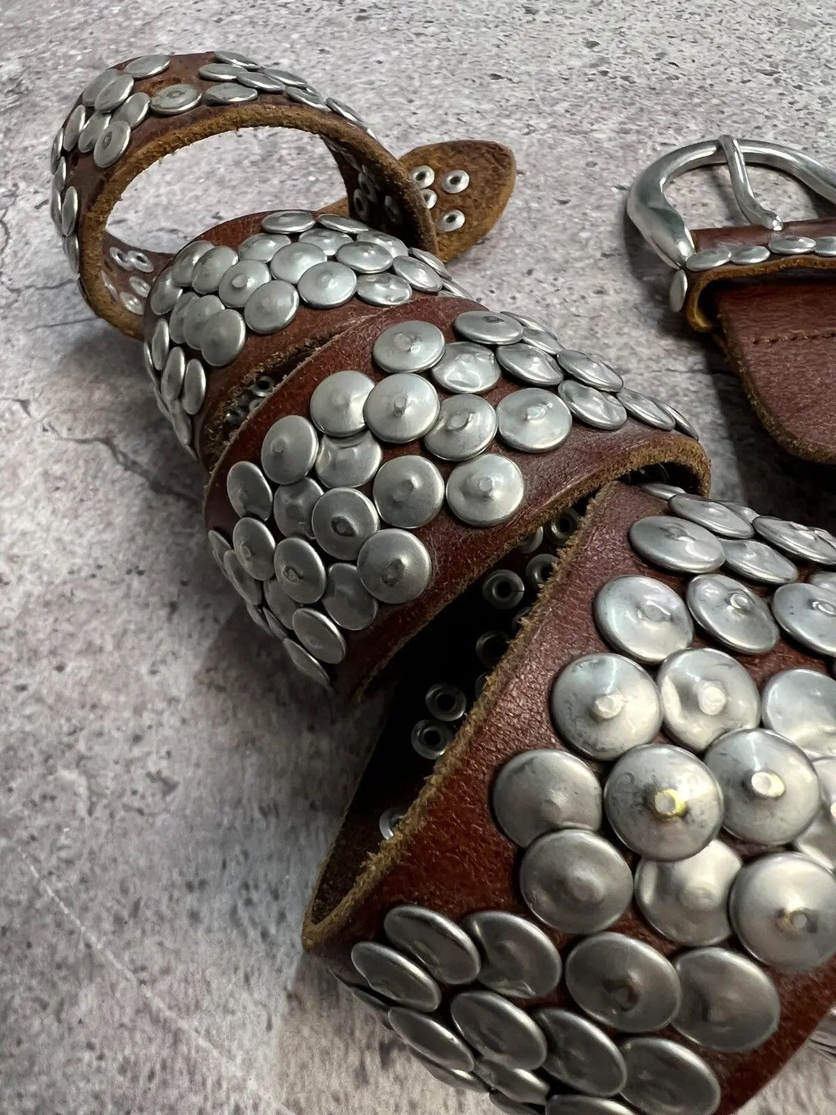 Japanese Brand Vintage Belts Y2K Rhinestones Punk leather belt Japanese Size ONE SIZE - 4 Thumbnail