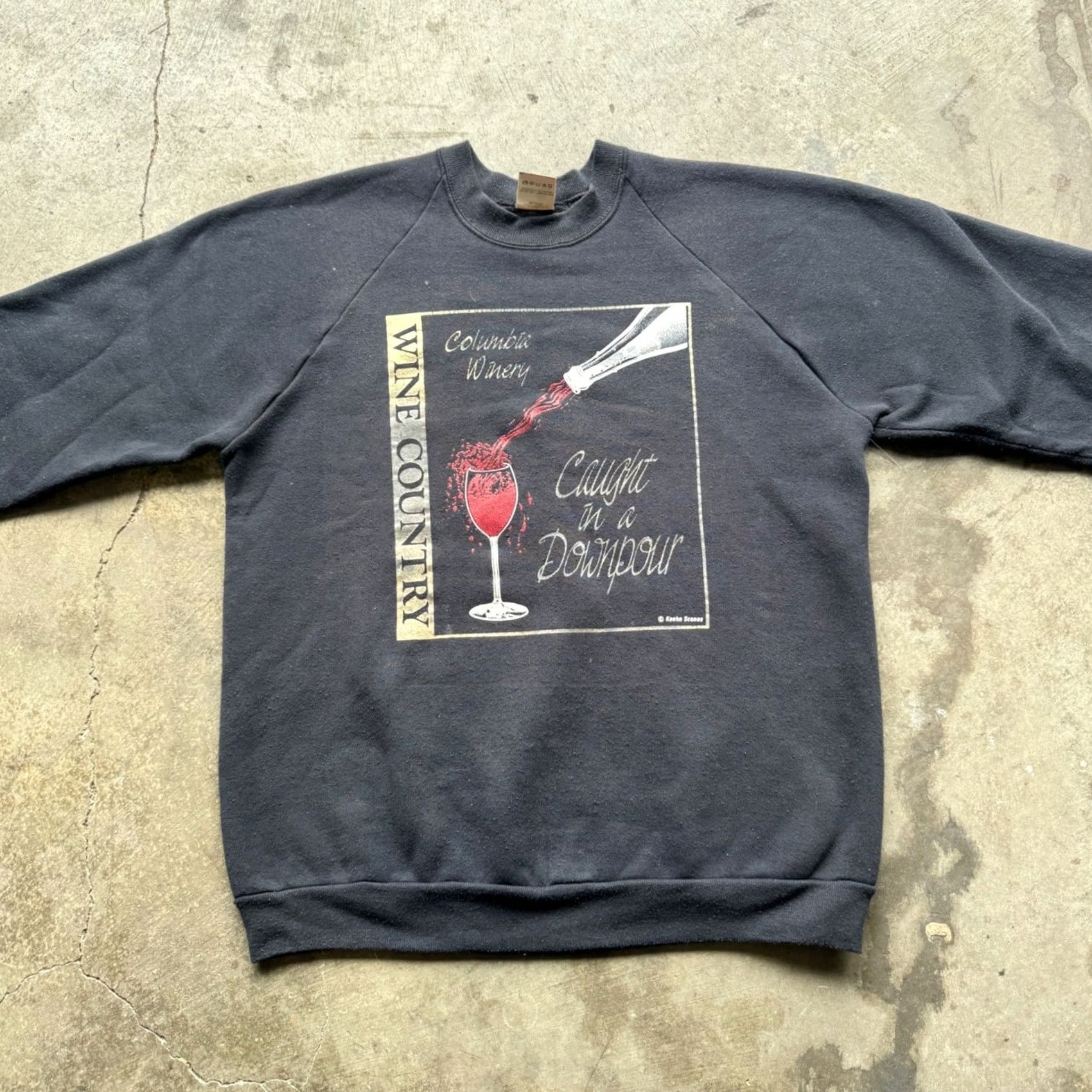 Vintage VTG Unbranded Sweatshirt Pullover L Mens Black 90s Distressed Faded Stains Wine Fruit of the Loom Size US L / EU 52-54 / 3 - 6 Thumbnail
