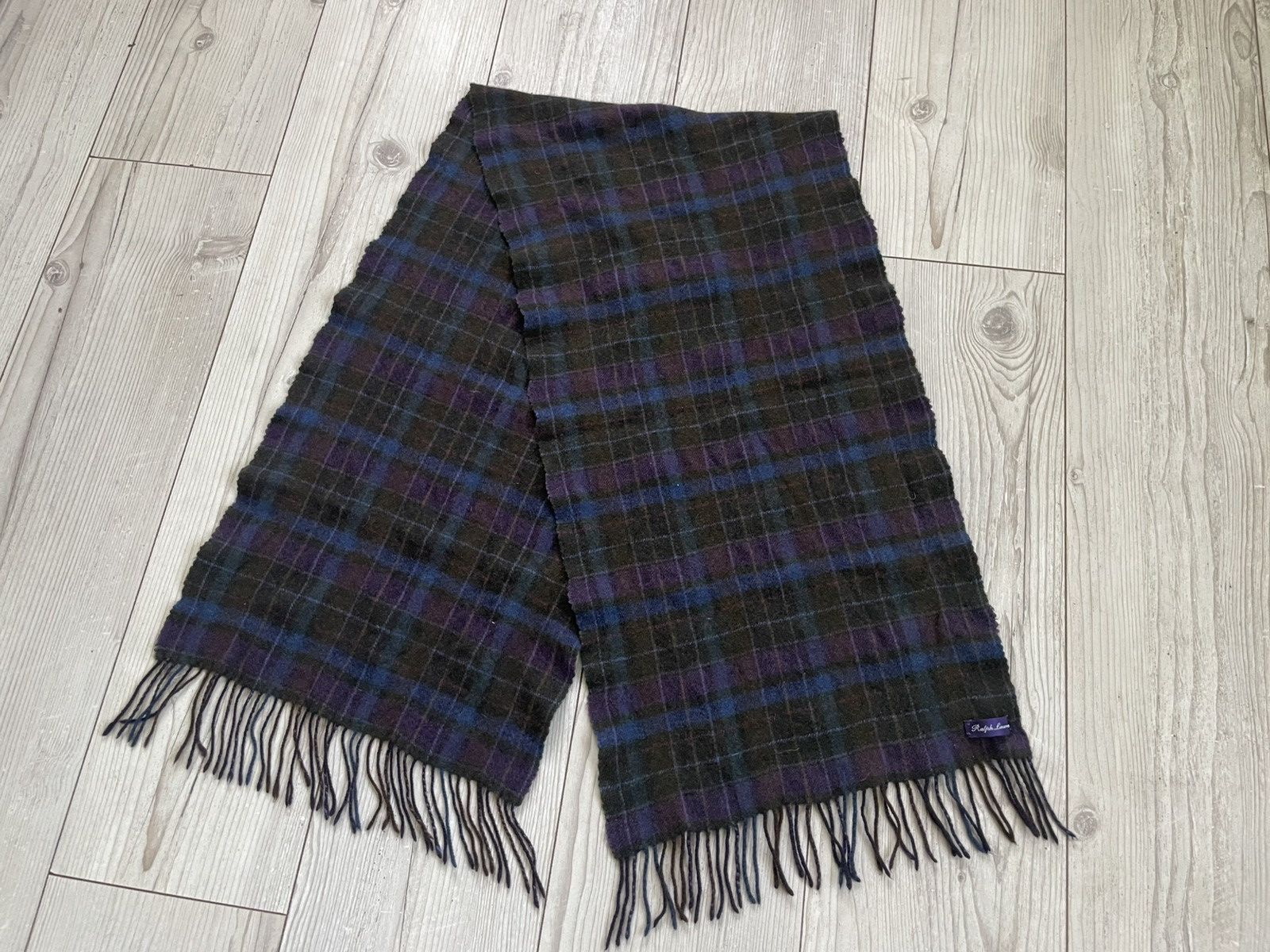 Polo Ralph Lauren × Ralph Lauren Purple Label Polo Ralph Lauren Purple Label Plaid Cashmere Fringe Scarf Size ONE SIZE - 3 Thumbnail