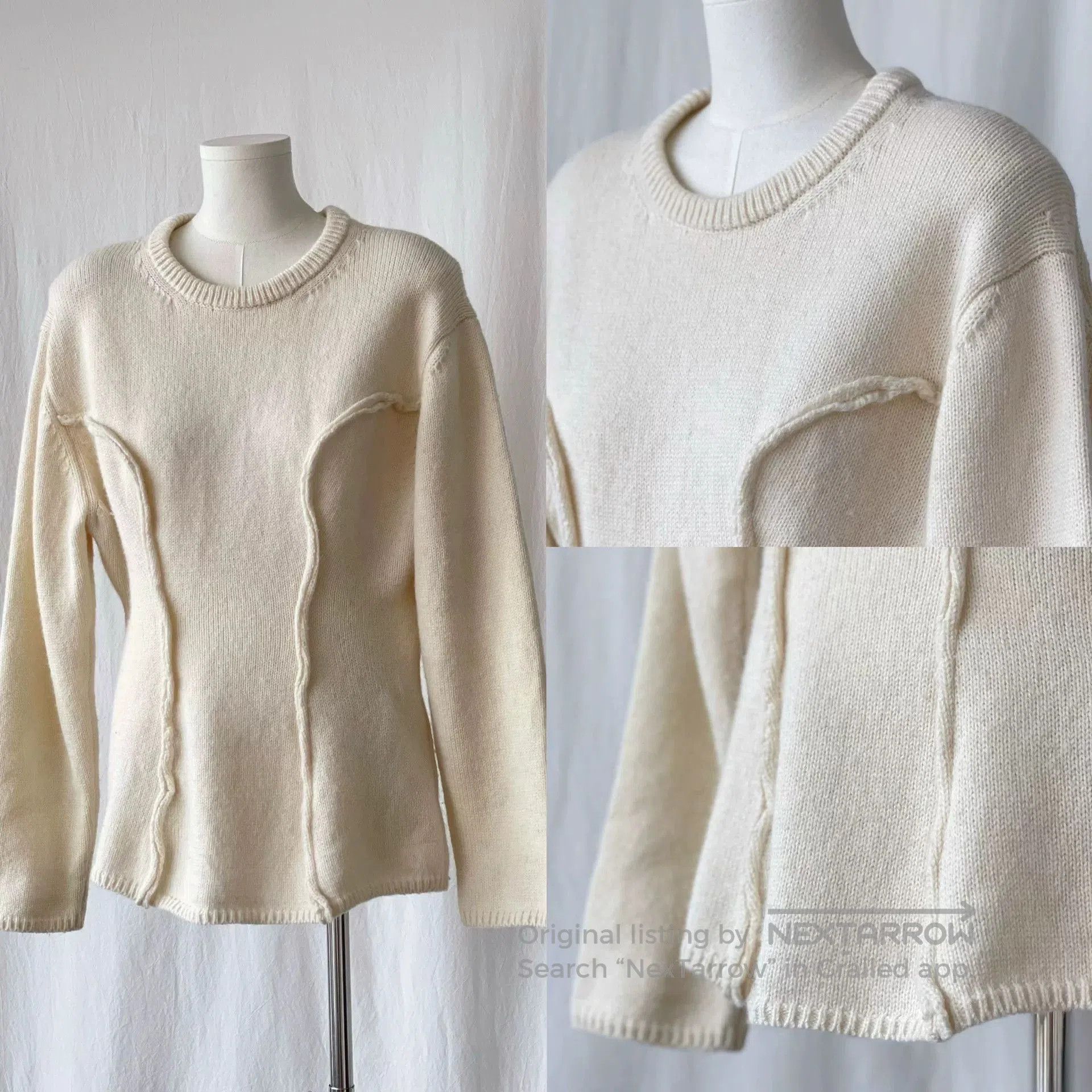 CDG by Comme des Garcons Cream Oversized Wool Sweater. Size M / US 6-8 / IT 42-44 - 4 Thumbnail