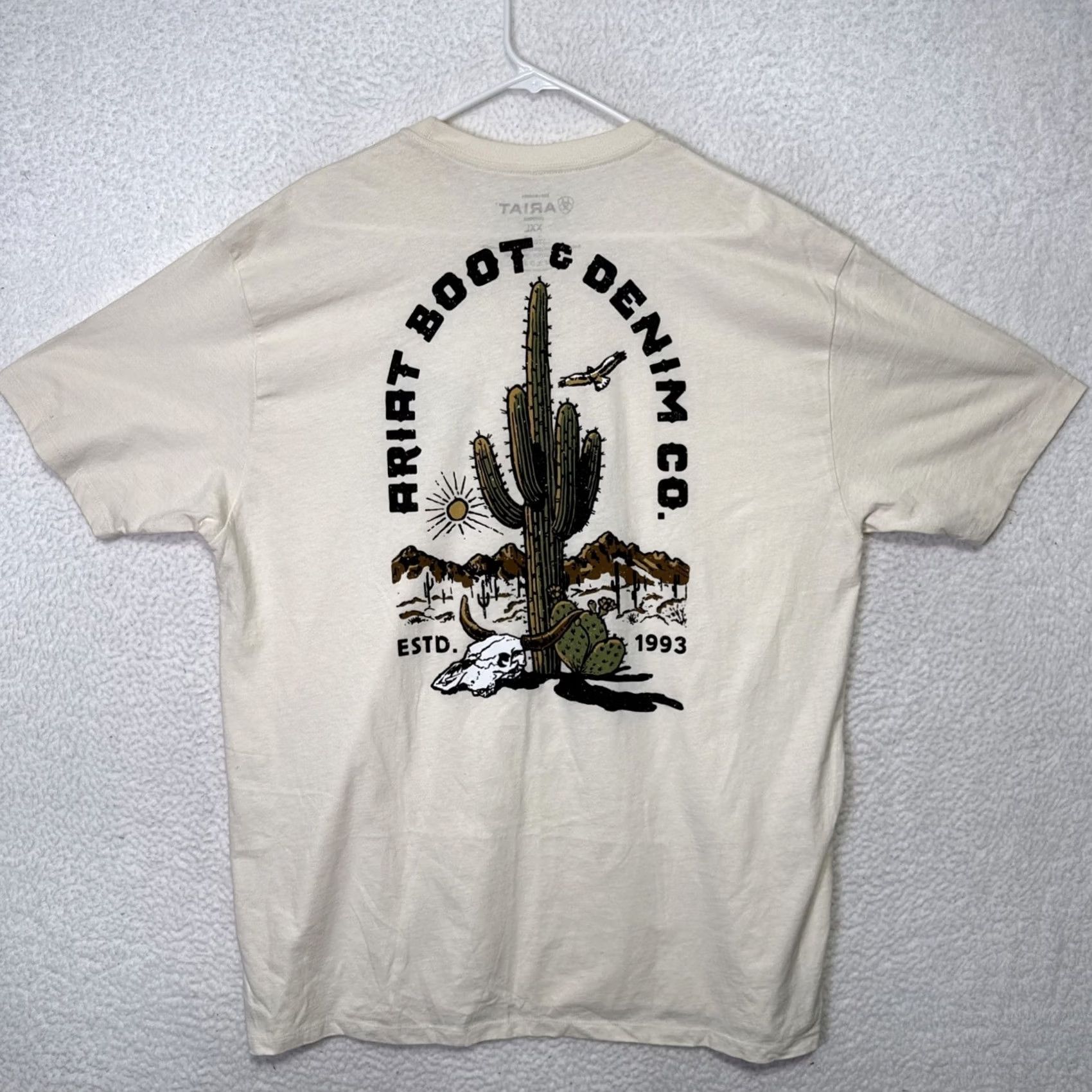 Ariat Ariat T-Shirt Men’s 2XL Crew Neck Short Sleeve Ivory Cotton Outdoor Western Aztec Spring Summer Fall - Regular Fit Mens Size US XXL / EU 58 / 5 - 3 Thumbnail