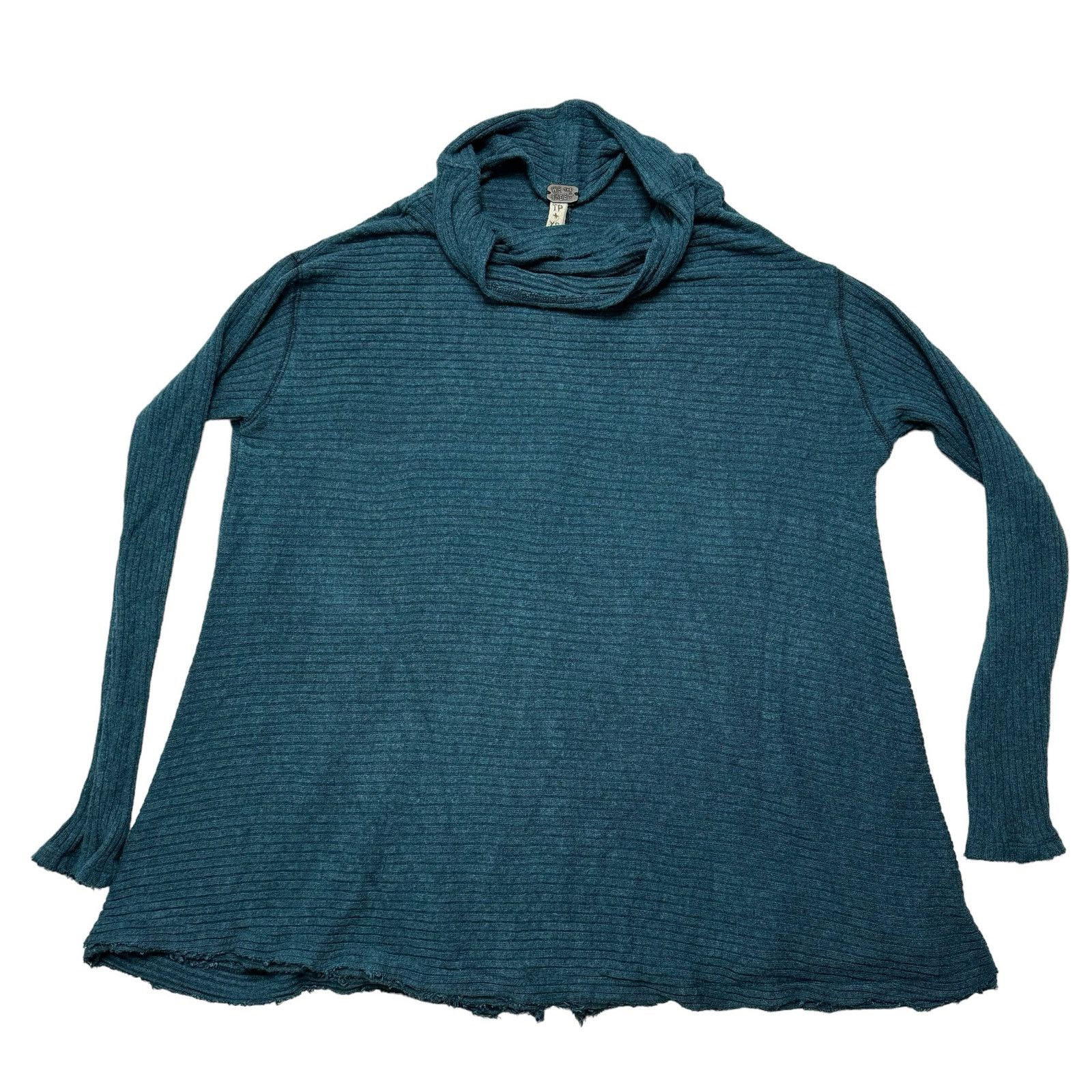 Free People WE THE FREE People Lover Rib Teal Blue Split Long Top XS Size XS / US 0-2 / IT 36-38 - 4 Thumbnail
