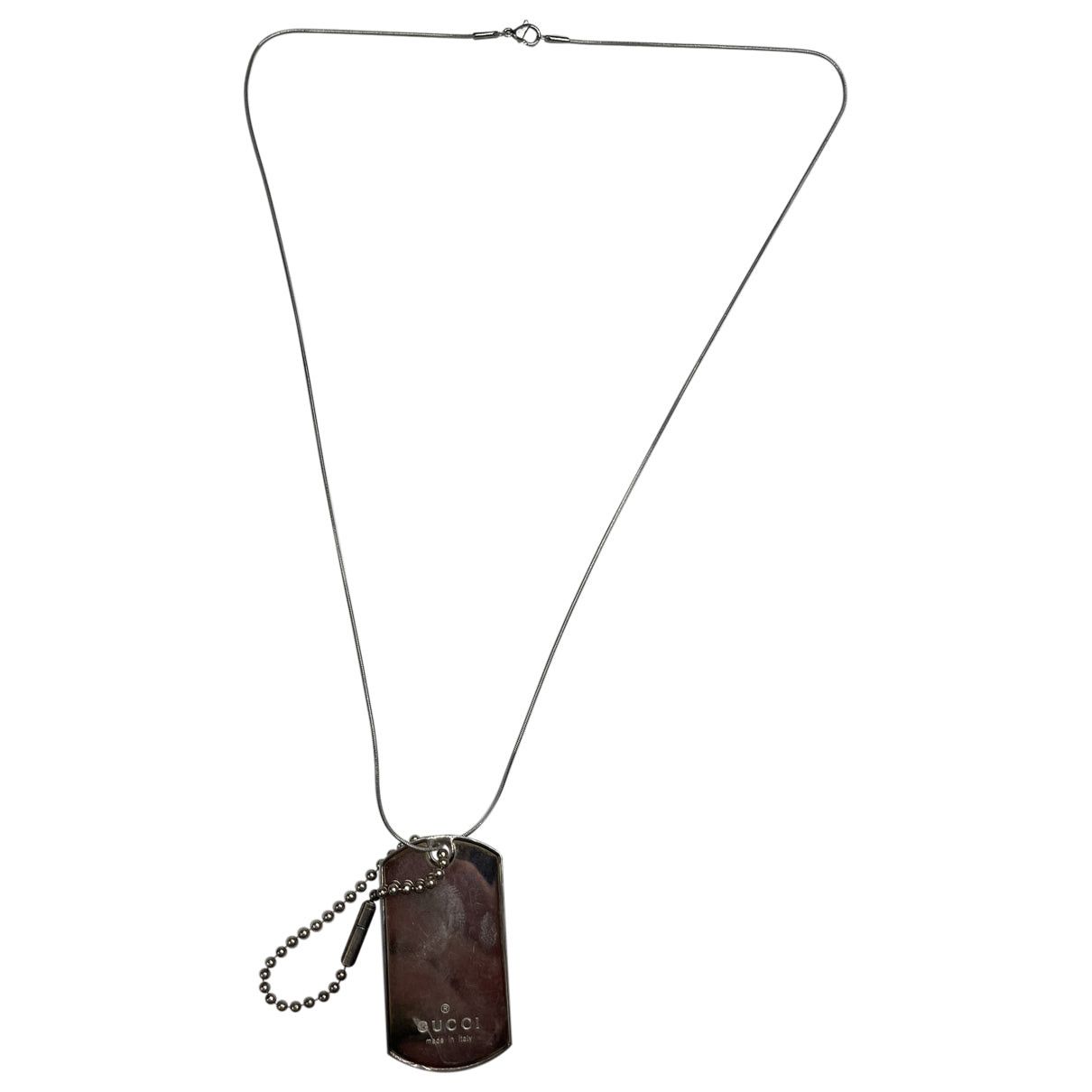 Gucci Dog Tag Silver Silver Necklace Size ONE SIZE - 1 Thumbnail