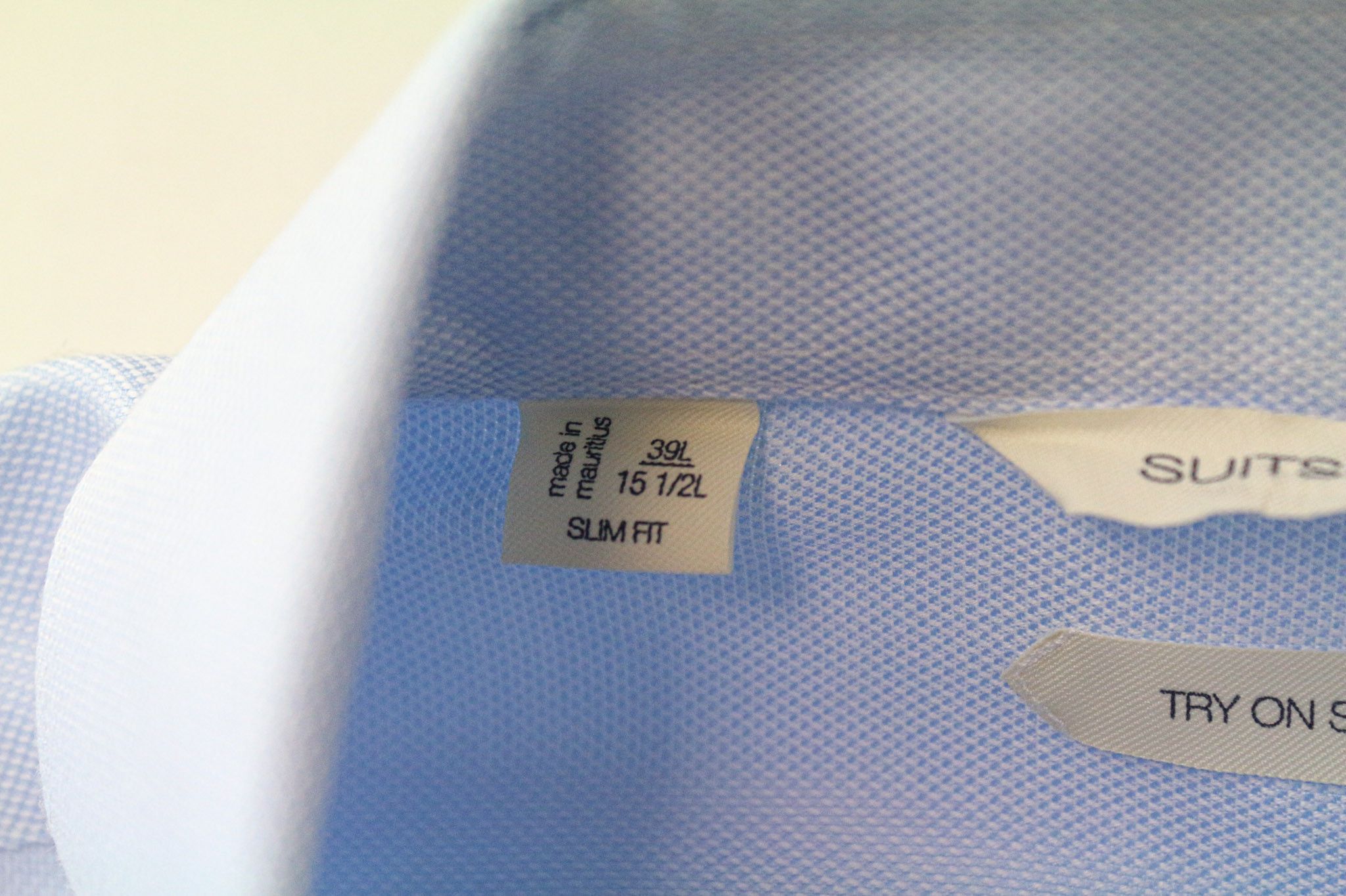 Suitsupply 39L/15 1/2L Slim Blue Cotton Cutaway Shirt 77031 Size 38R - 5 Thumbnail