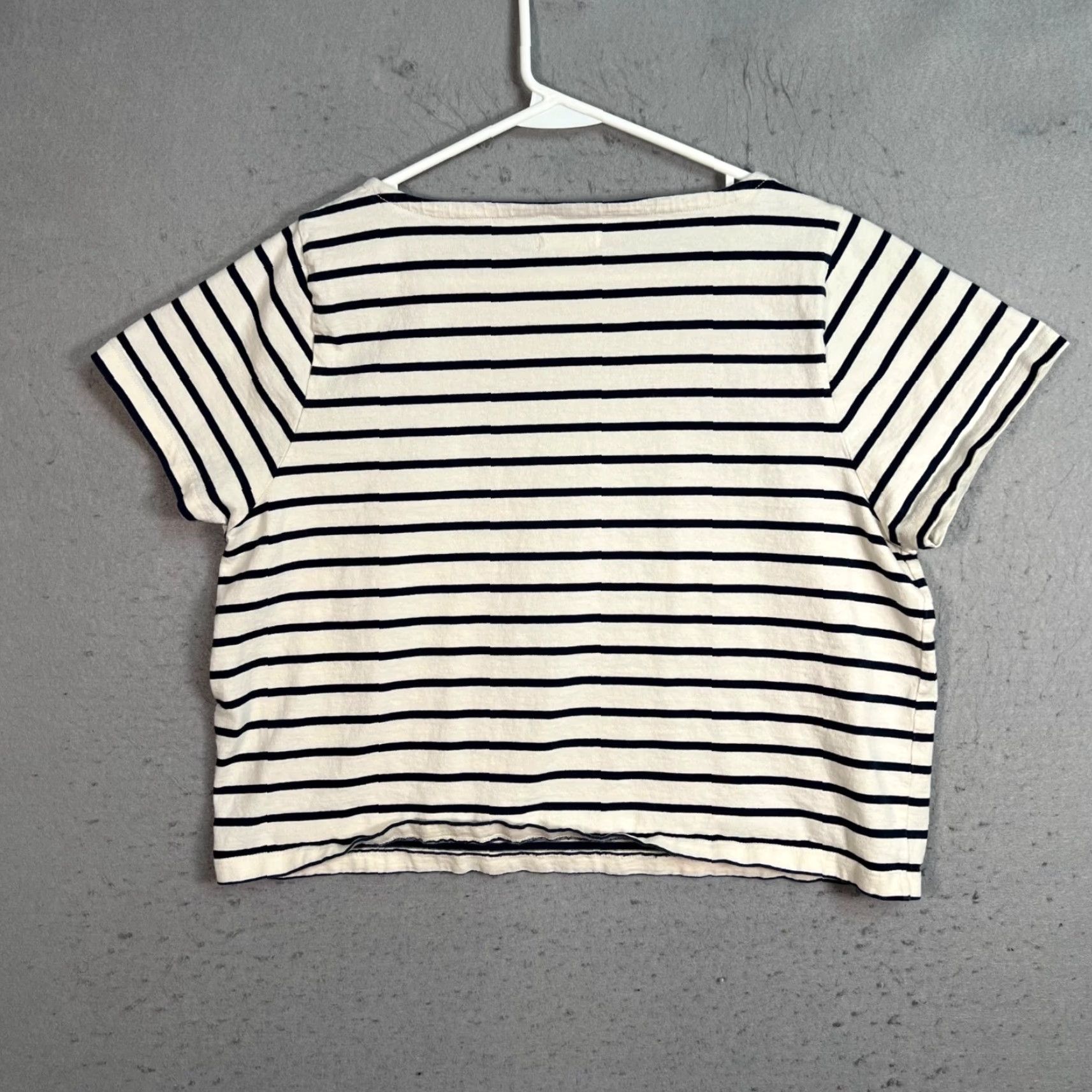 Madewell Madewell T-Shirt Large Blue Striped Embroidered Cotton Short Sleeve Staycation Womens Size L / US 10 / IT 46 - 2 Thumbnail