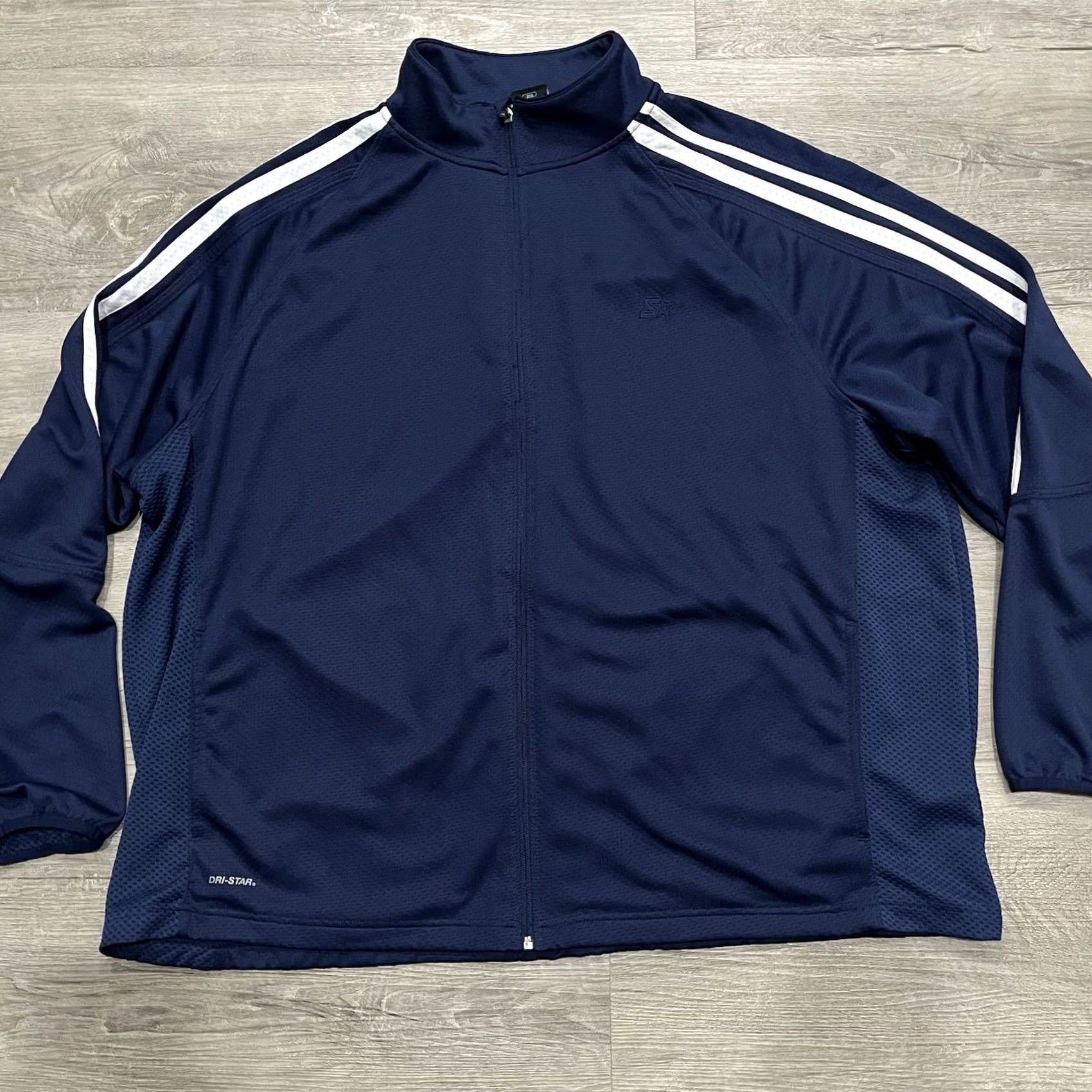 Starter Starter Dri-Star Athletic Track Warm Up Jacket Navy Blue Zip Front Mens 3XL Size US XXL / EU 58 / 5 - 2 Thumbnail