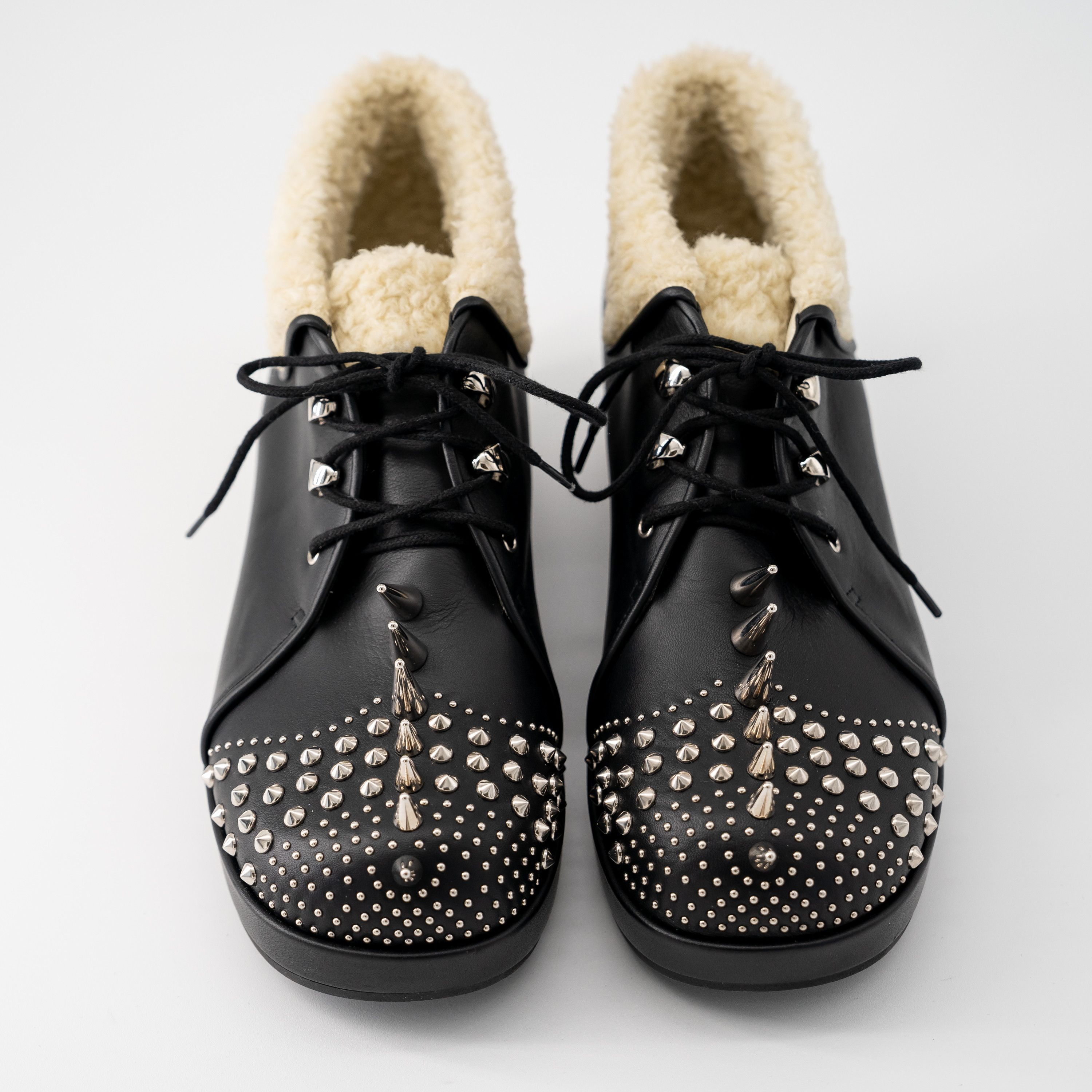 Gucci 37.5G Gucci Studded Boots Black Leather Fur Shearling Spike Size US 7.5 / IT 37.5 - 3 Thumbnail