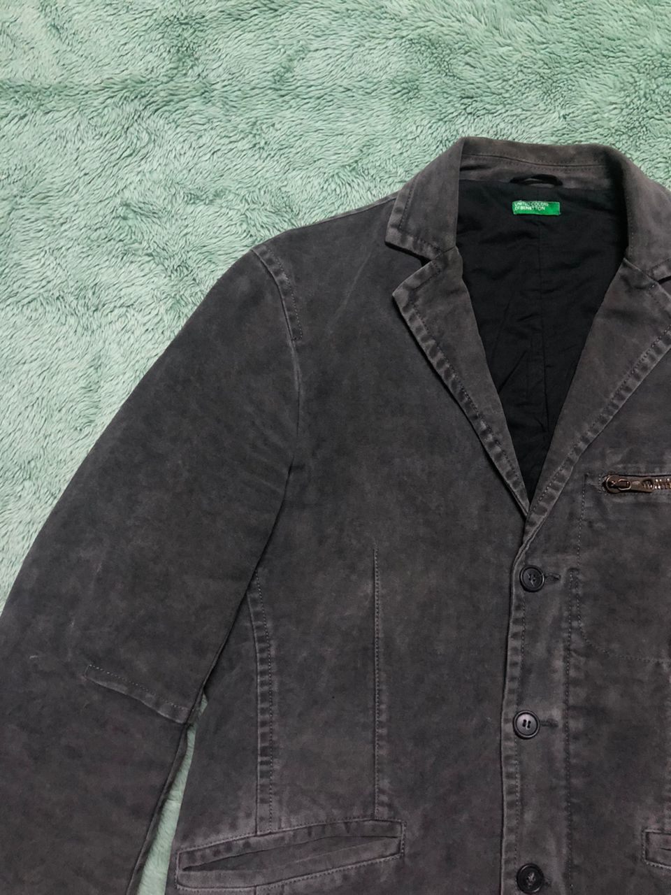 If Six Was Nine × United Colors Of Benetton UNITED COLORS OF BENETTON STONE WASH BLAZER ZIPPER JACKET Size US M / EU 48-50 / 2 - 7 Thumbnail