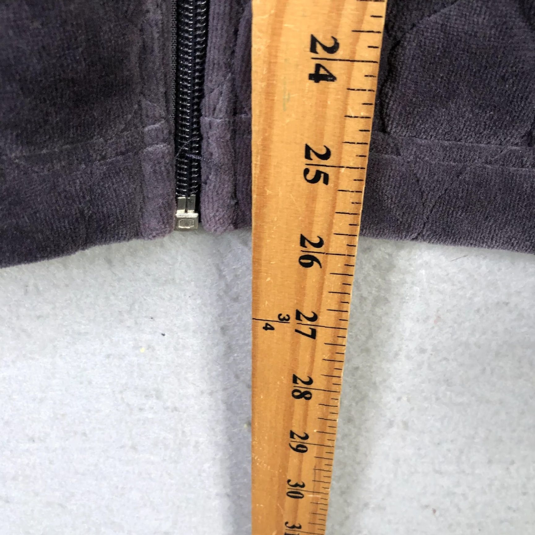 Denim & Co. Denim & Company Jacket Womens 1X Petite Gray Quilted Velour Soft Zip Front Collared Lined Insulated Pockets Size XL / US 12-14 / IT 48-50 - 5 Thumbnail