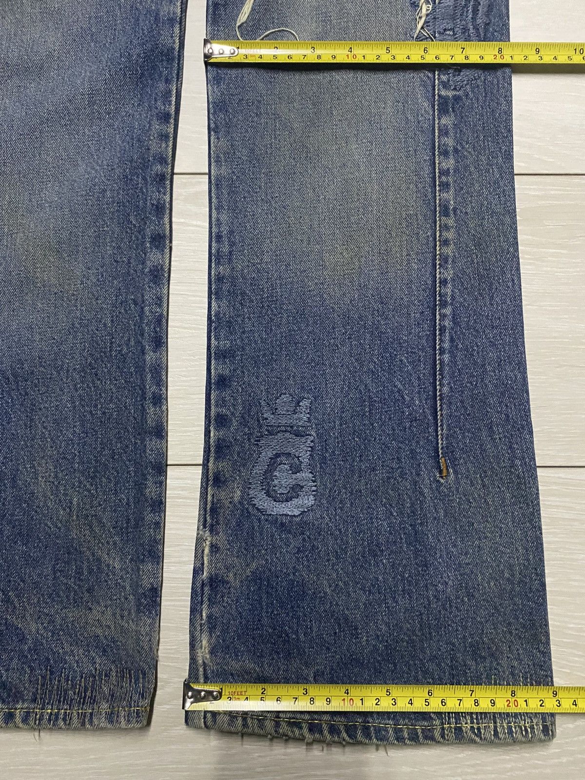 Japanese Brand MYK Vintage Y2K Flare Denim Distressed & Embroidered Size US 27 - 20 Thumbnail