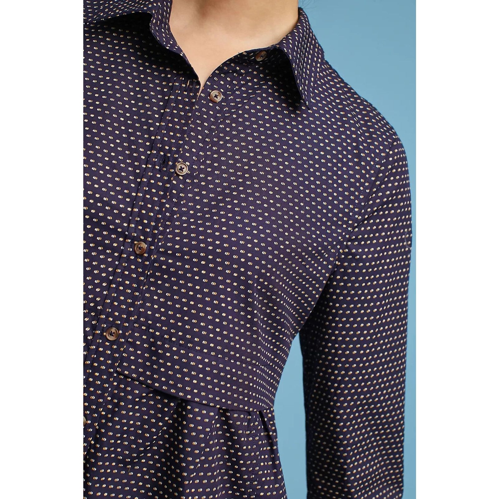 Anthropologie Anthropologie Maeve Navy Blue Polka Dot Tunic Top Large Size L / US 10 / IT 46 - 3 Thumbnail