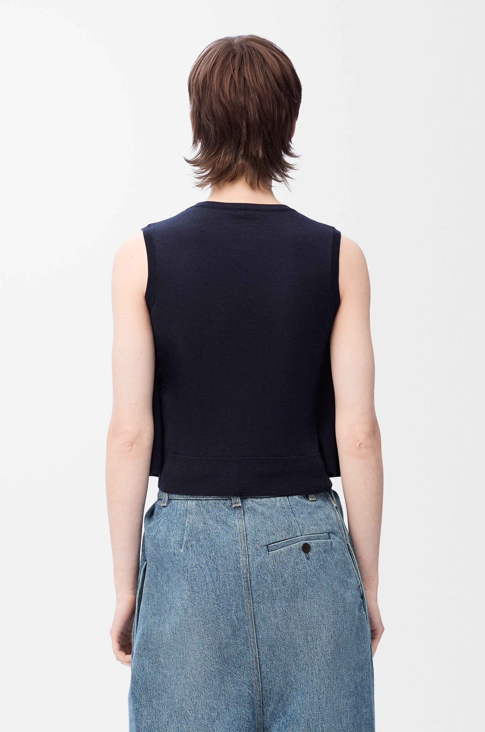 Loewe o1in1g0426 Sleeveless Sweater in Wool in Navy Blue Size S / US 4 / IT 40 - 4 Thumbnail