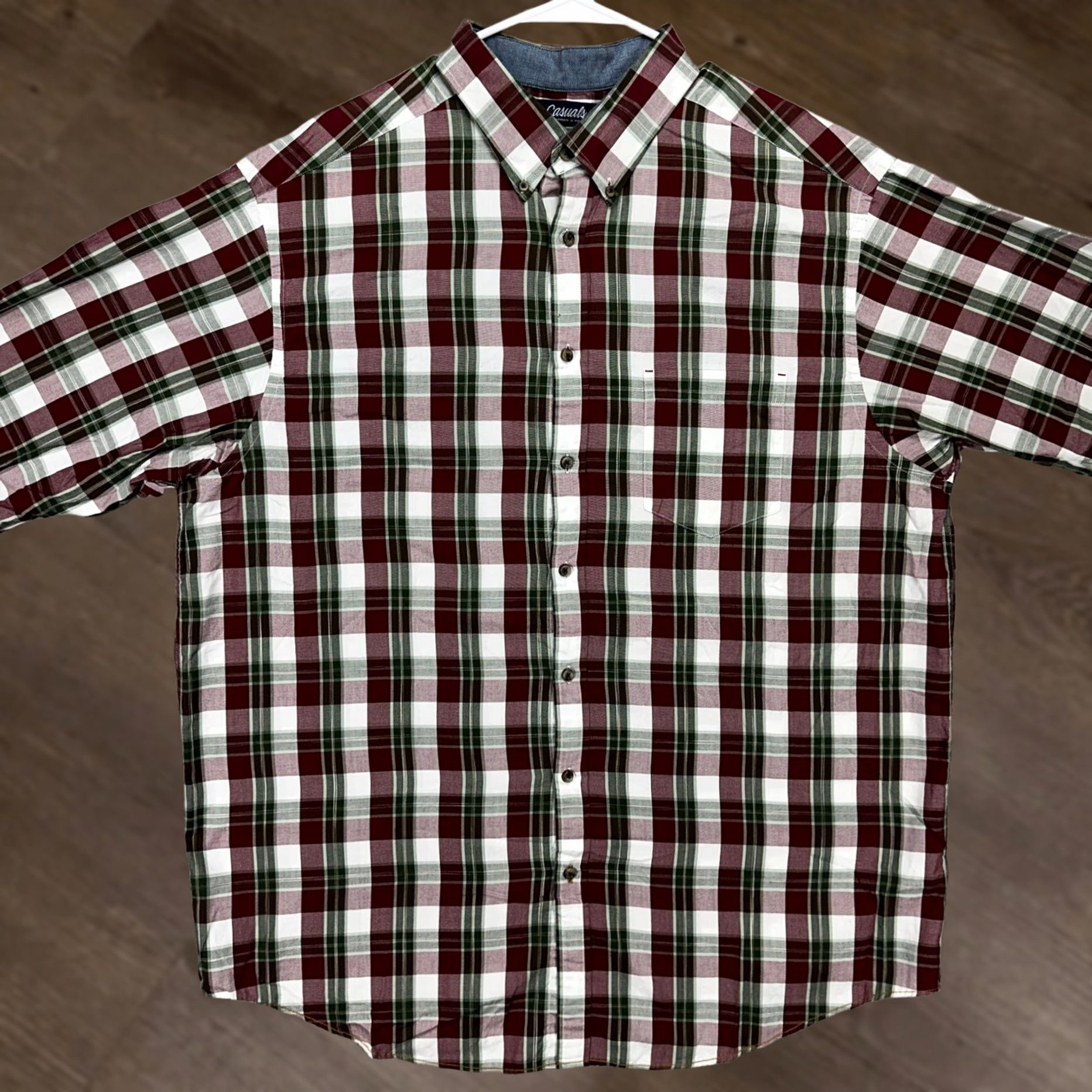 Roundtree & Yorke Roundtree & Yorke Casuals Mens Button-Down Shirt 2XT Tall Plaid Red Green Cotton Microfiber Button-Up Shirt Mens 2XT Tall Plaid Red Green Casuals Size US XXL / EU 58 / 5 - 1 Thumbnail