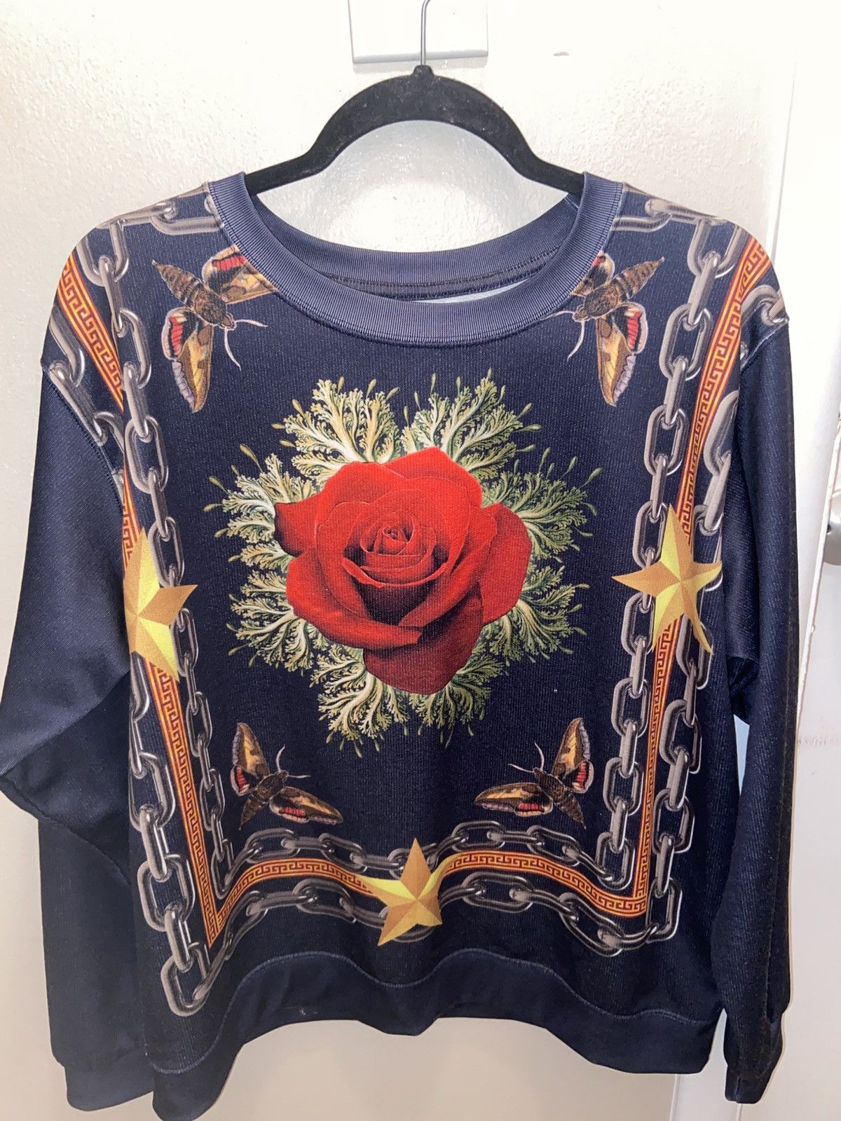 Other Stylish vintage navy sweater with rose Size US M / EU 48-50 / 2 - 1 Preview