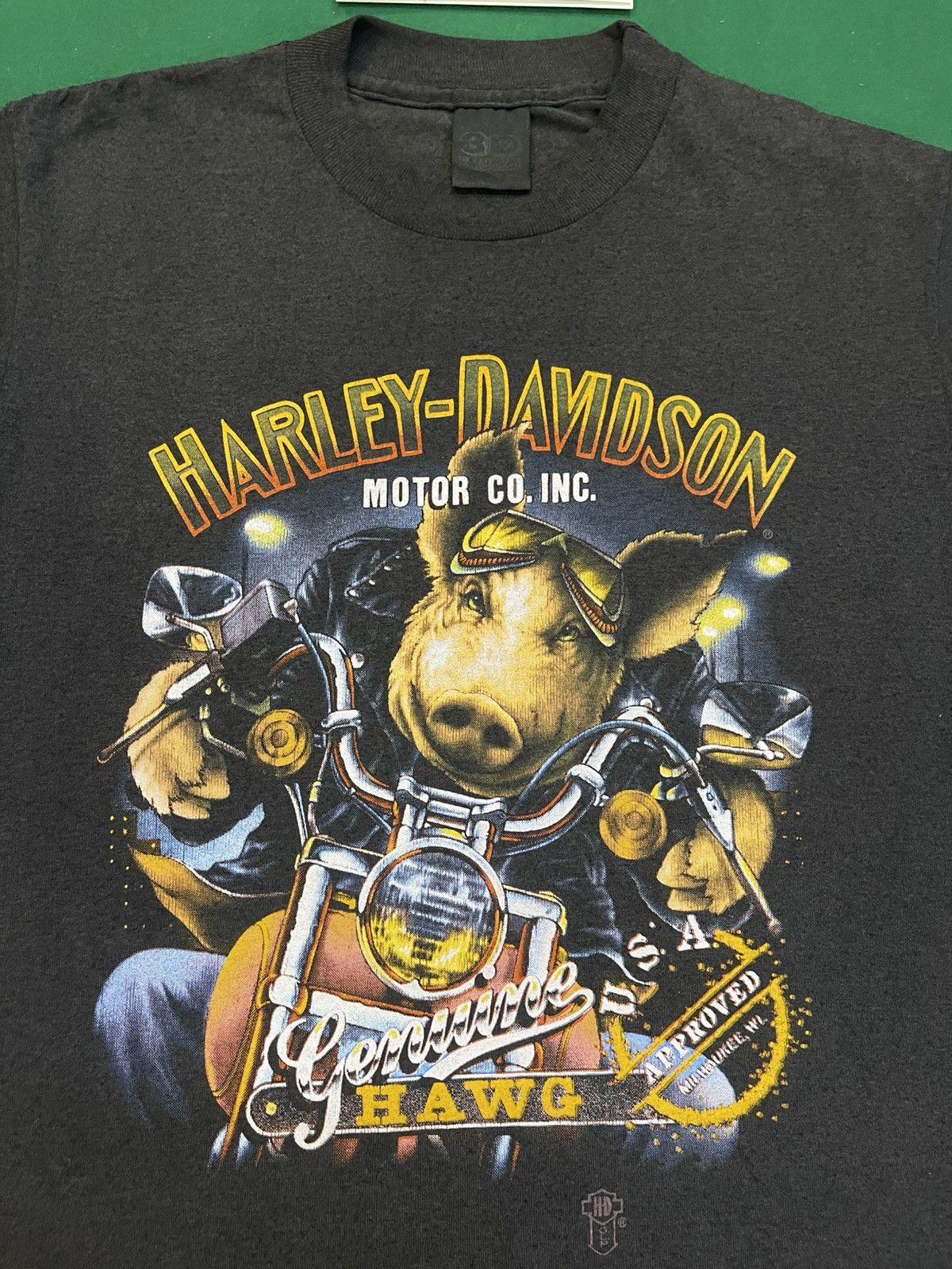Vintage 80s 3D Emblem Harley Davidson Genuine Hawg T-Shirt